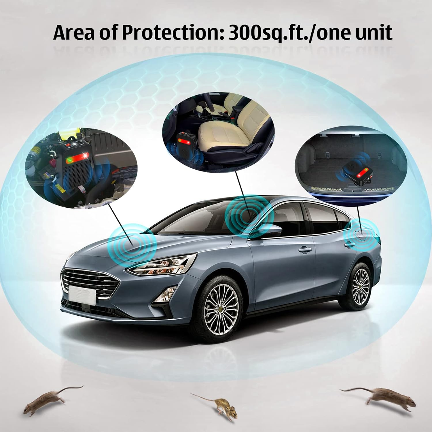 Angveirt under Hood Rodent Repeller Ultrasonic Mouse Repellent Battery Operated Pest Repeller Rat Mice Deterrent Rodent Repellent for Car Engine Garage RV Basement Attic 2 Pack Humane image number 1