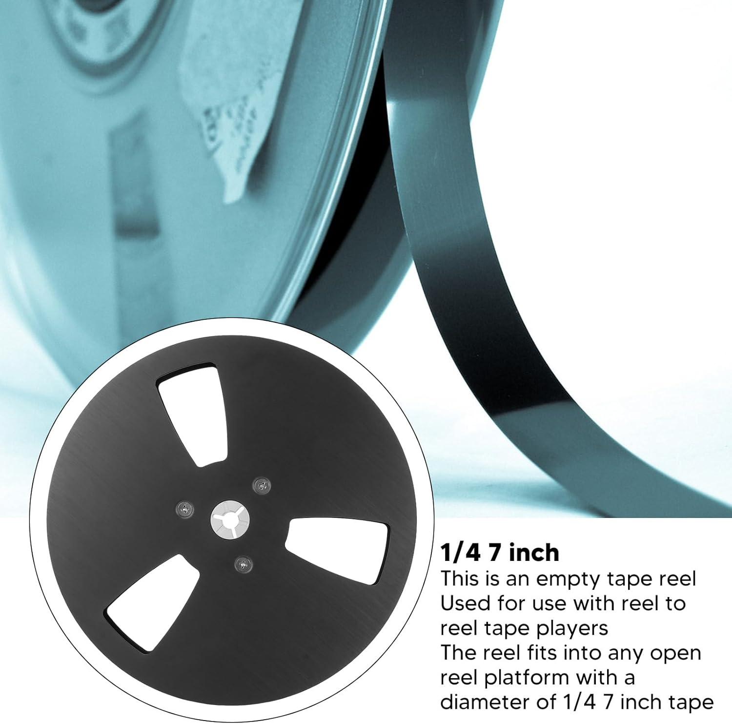 Take up Reel, 7 X 1/4 Empty Take up Reel to Reel Small Hub with 3 Holes, Aluminum Alloy Universal Open Reel Audio Takeup Reel for Recording Nab (Black) image number 5