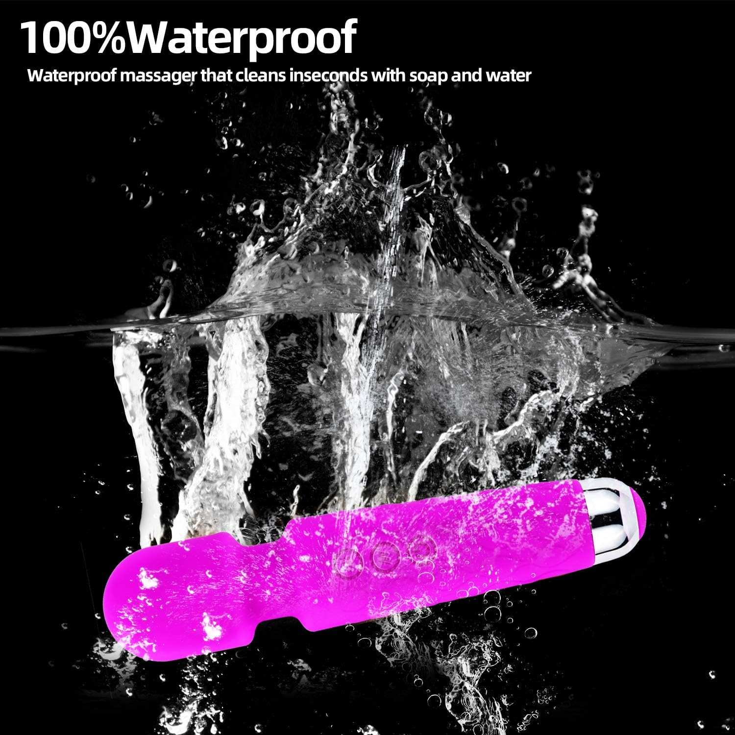 Wand Massager for Women, 8 Powerful Speeds 20 Vibration Modes, Portable Personal Rechargeable Massager, Handheld Cordless Waterproof Massager Therapy Back Neck Muscle Aches Sports Recovery, Quiet