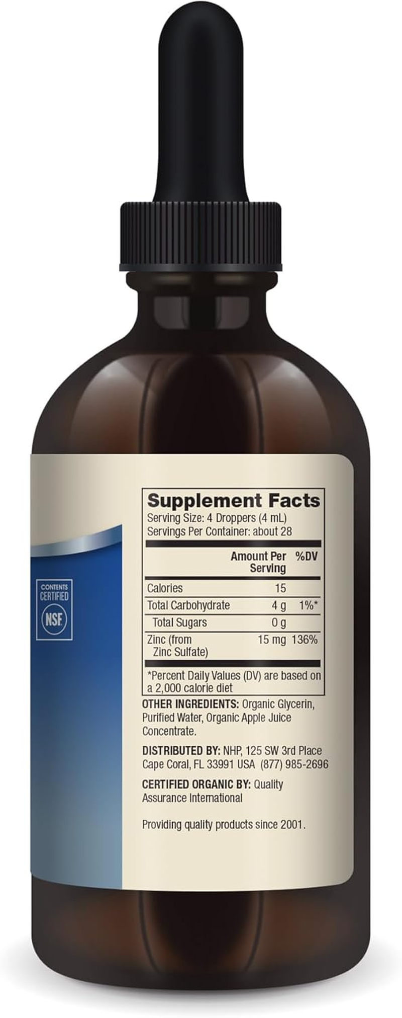 Dr. Mercola Liquid Zinc Dietary Supplement, 15 Mg per Serving - about 28 Servings per Container (3.88 Fl Oz), Supports Organ and Immune Health*, Non GMO, Gluten Free, Soy Free, USDA Organic image number 6