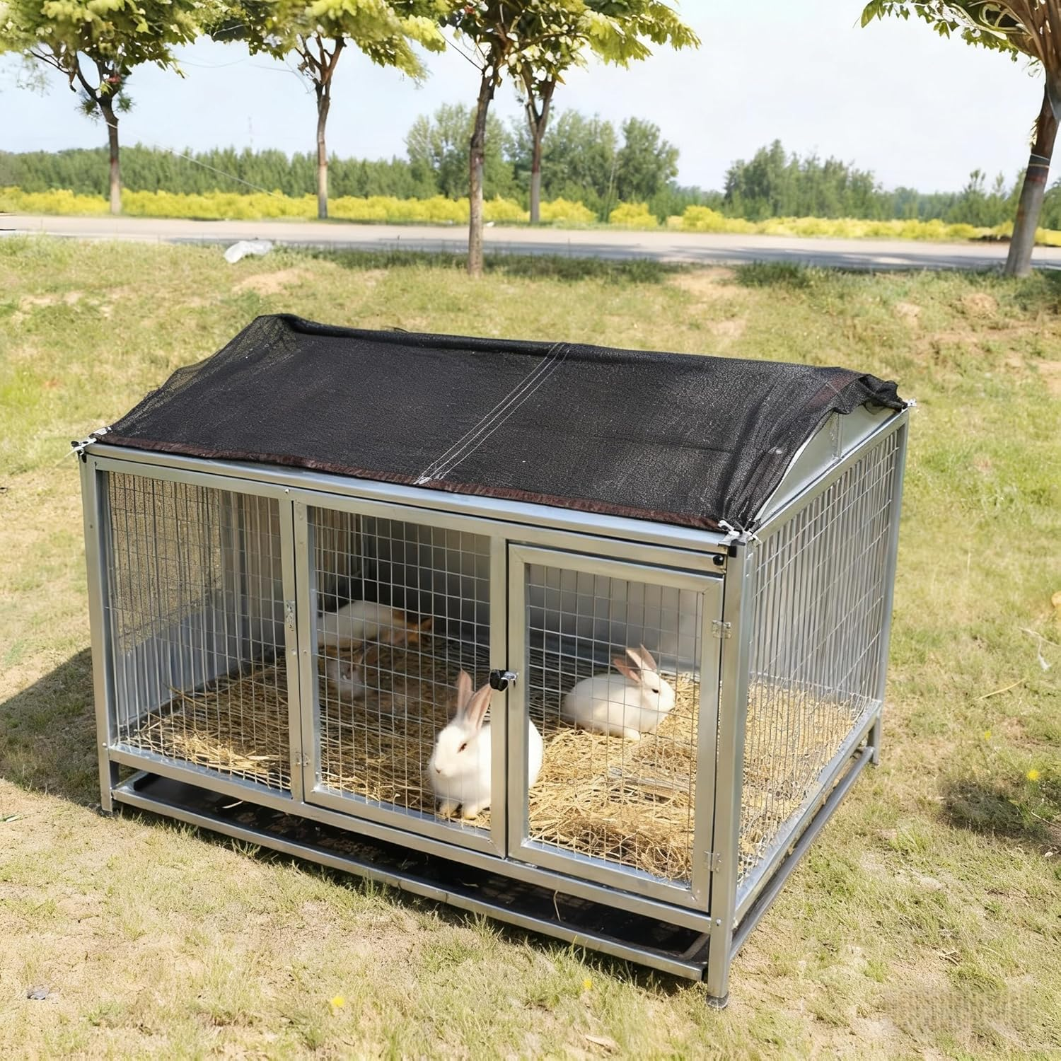 Rabbit Cage Cover Outdoor UV 90% Sun Protection 2X3M Net Tarpaulin Pet Cage Protector Chicken Coop Cover for Rabbit, Chicken, Duck, Cat, Dog and Other Small Animals image number 1