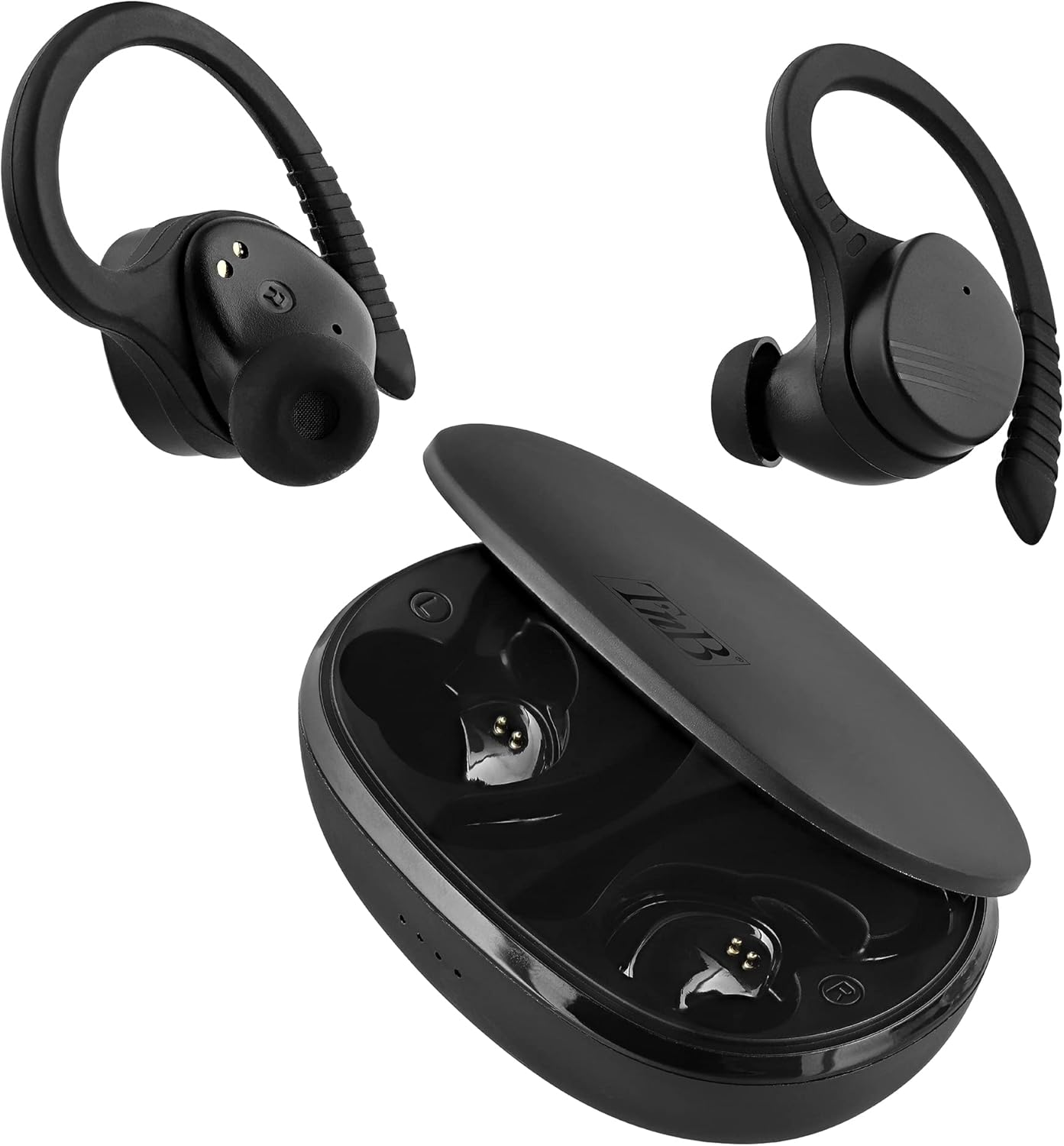 T'NB Bluetooth Headphones, Wireless Intra Earbuds, Splashproof, Touch Control and Charging Box, Built-In Microphone, up to 30 Hours Listening Time, Sports, Training - Black