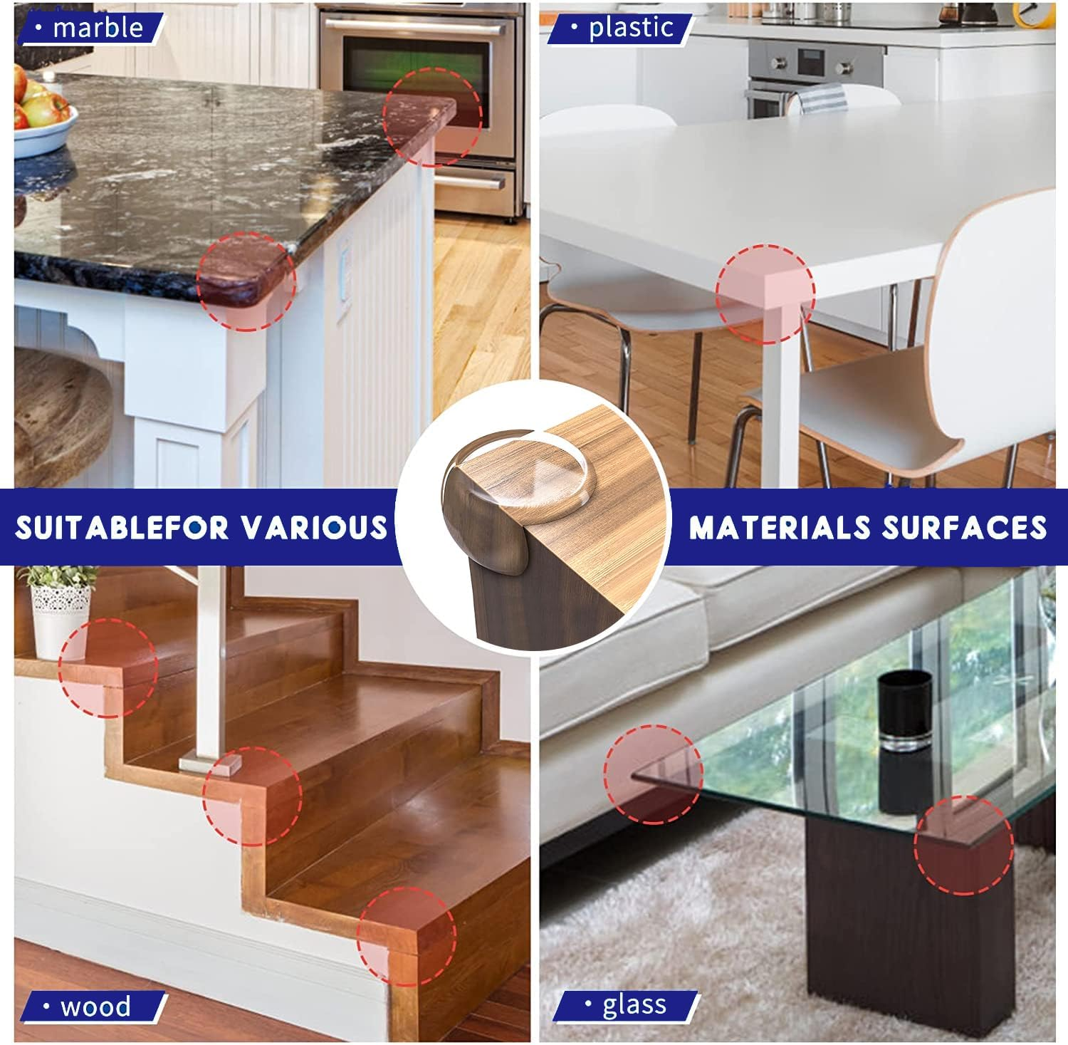 Jewan Transparent Baby Safety Corner Protectors, Pack of 30, Curved, 32Mm Thick, PVC Silicone, for Baby Fall Protection Furniture image number 3