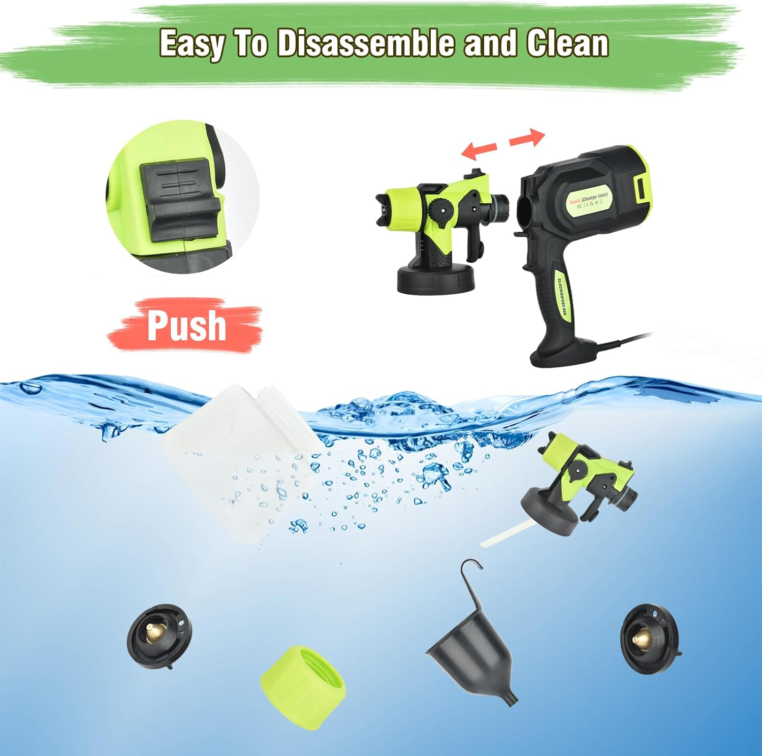 Paint Sprayer, 1400Ml Capacity Paint Spray Gun, 3 Spray Modes Electric Paint Sprayer, Easy to Clean and Assemble, Suitable for Walls, Furniture, Cabinets, Fences, Doors, Chairs (Black) image number 5