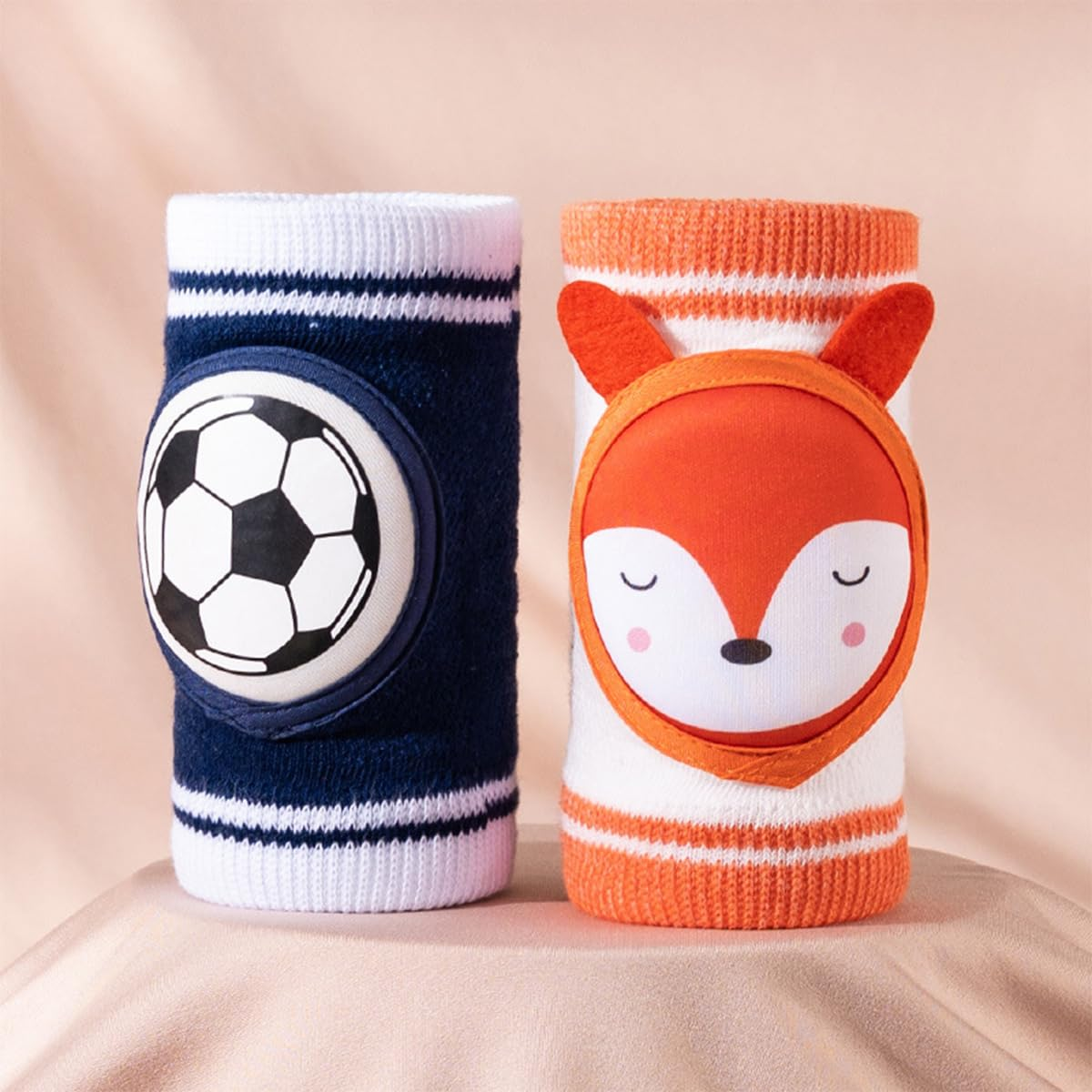 JZS Baby Knee Pads for Crawling, Breathable Cotton, Knee Protector with Sponge Pad, 3 Pairs, Style 2 image number 6