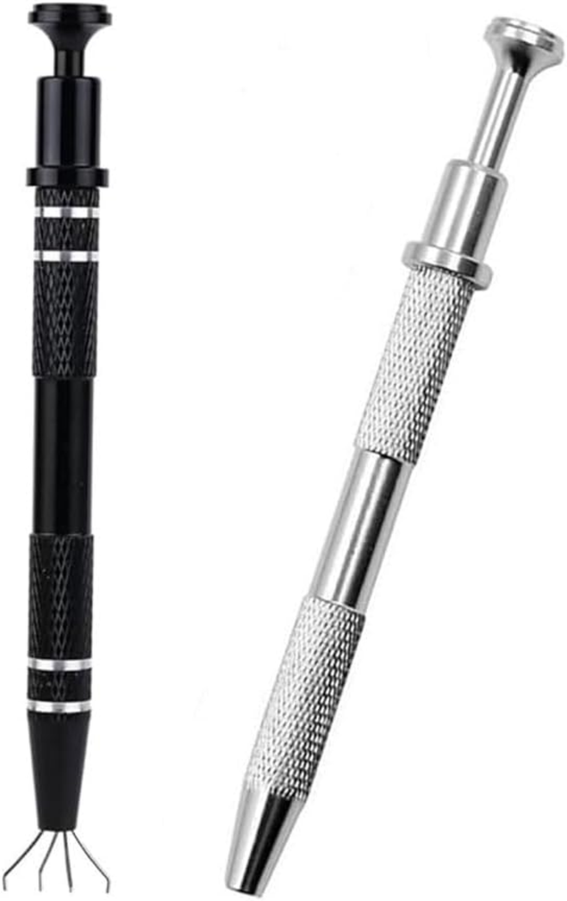 2 Pcs Piercing Ball Grabber, Pick up Tool with 4-Claw,Beads Gems Parts Claw Picker, Stainless Jewel Diamond Tweezers for Electronic Component Catcher for Tiny Objects in Home Office (Silvery+Black) image number 4