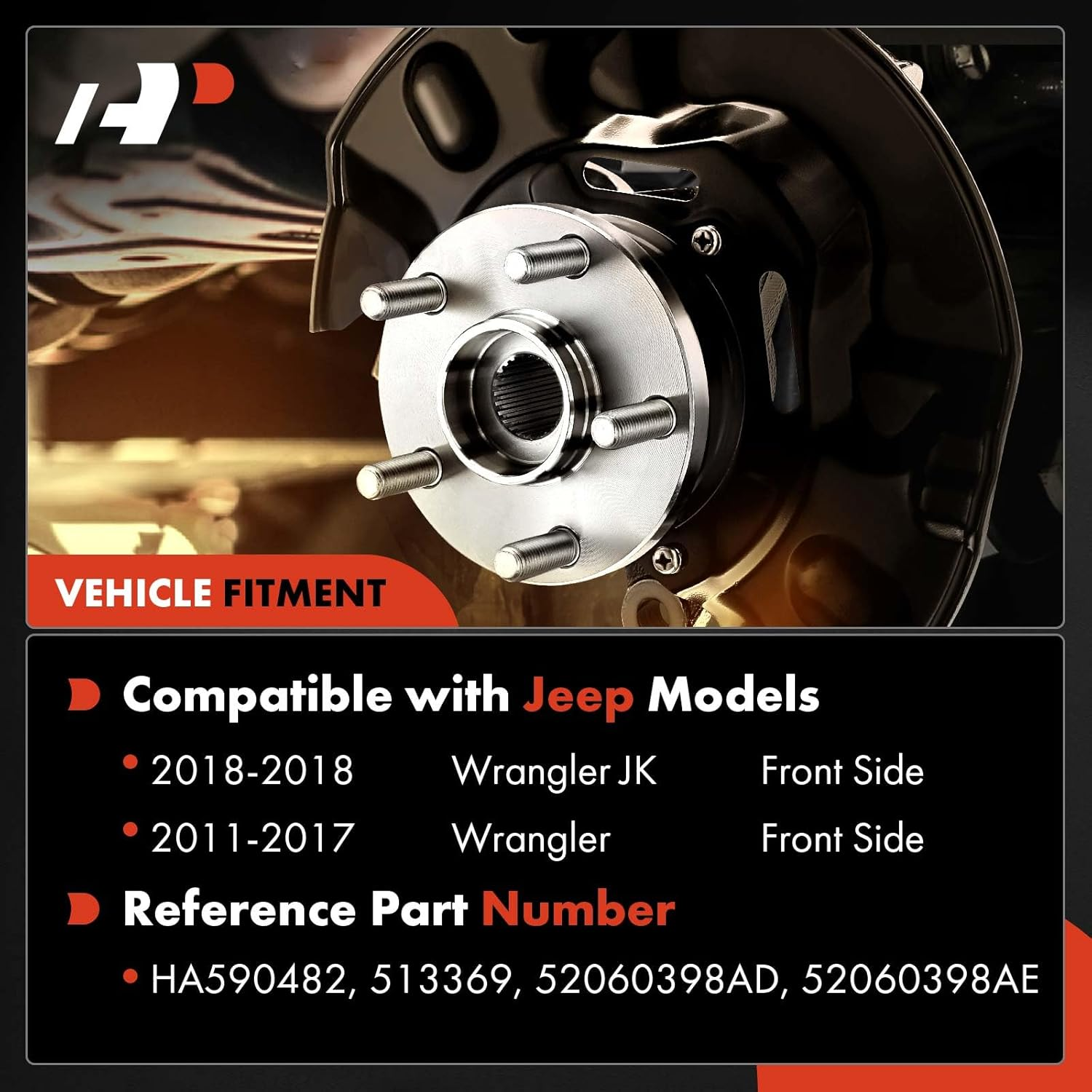 A-Premium Front Wheel Bearing and Hub Assembly with ABS & 5-Lug Compatible with Jeep JK Series - Wrangler 2011-2017, Wrangler JK 2018