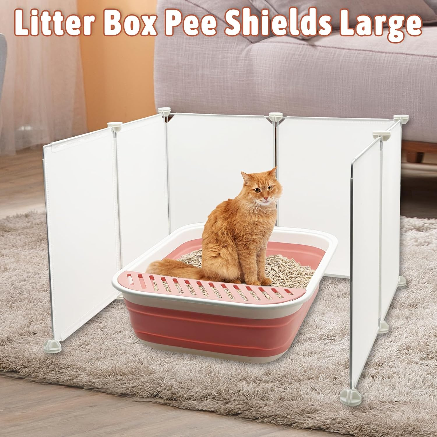 VCEPJH Cat Litter Box Enclosure Splash Guard Extra Large High Wall Pee Shields DIY Privacy Screen for Litterbox Barriers L24 Xw22.8Xh15.7 in White (Kitty Boxes Not Included) image number 5