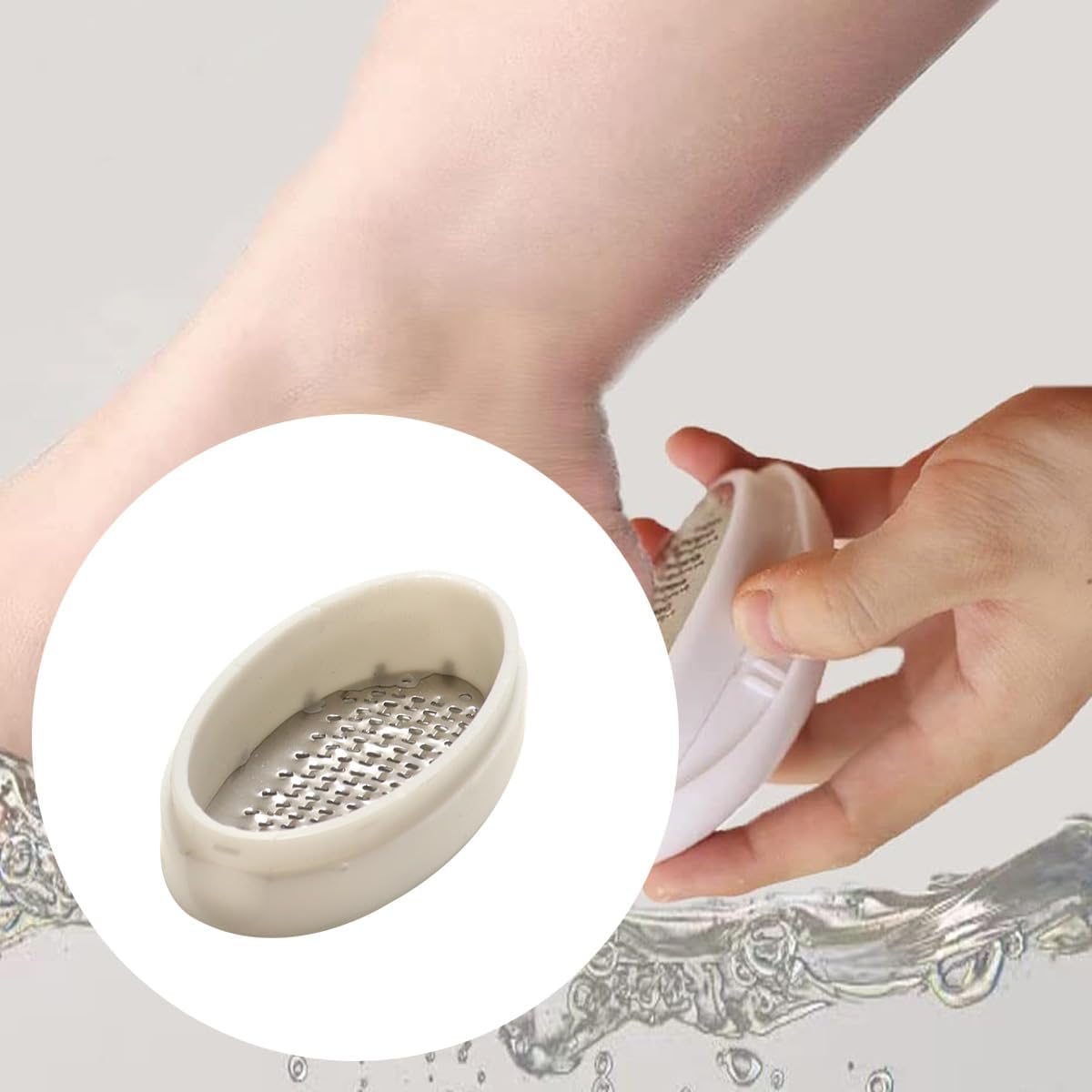 Enwye 2 Pieces Egg Shape Foot Scrubber Manual Foot File Tool Ergonomic Handle Side Stainless Steel Heads for Dead Skin Removal image number 5