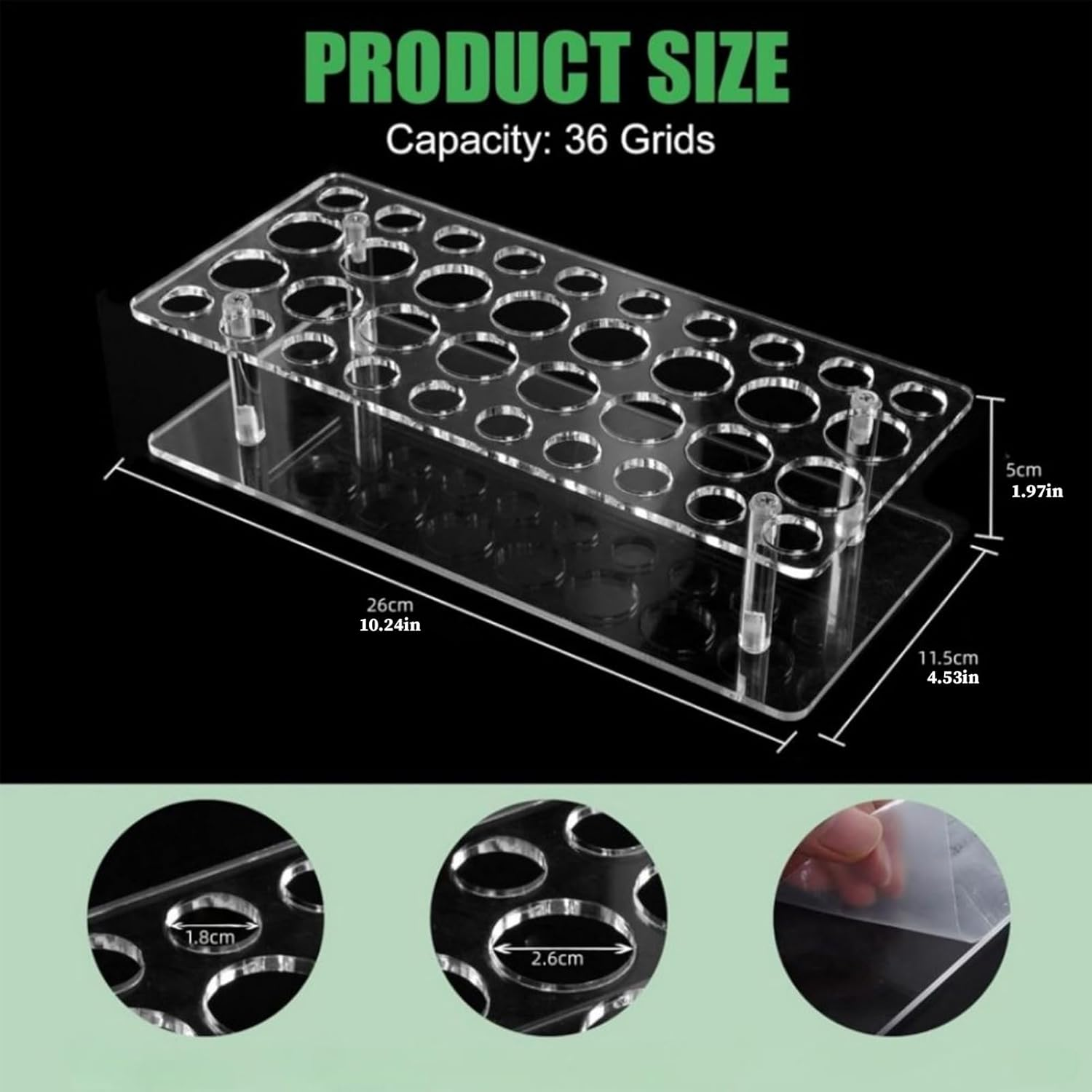 Roller Perfume Organizer - 26X11.5X5Cm Travel Size Perfume Organizer, 36 Spaces Acrylic Stand | Beauty Scent Holder Home for Bathroom Beauty Organization in Daily Personal Vanity image number 4