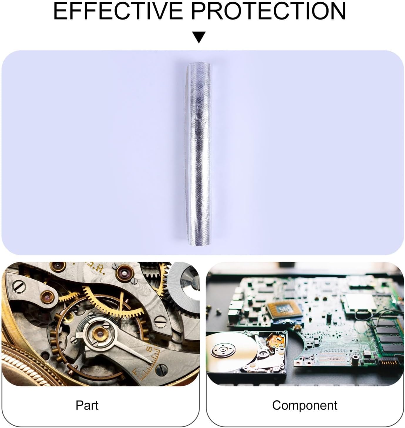 Mobestech Adhesive Backed Aluminum Foil Tape Insulation Material Heat Cover Mat Electrical Tape Thermal Barrier Silver image number 3