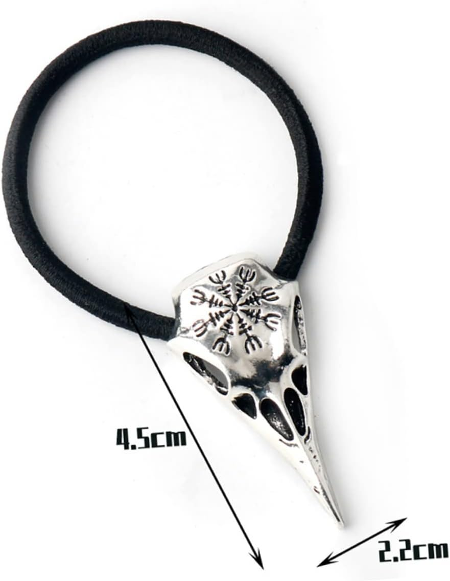 Mikikit Viking Hair Bands with Skull Design, Elastic Hair Bobbles for Halloween and Costume Parties, Antique Bronze and Reddish Brown Looks, Pack of 3 image number 1