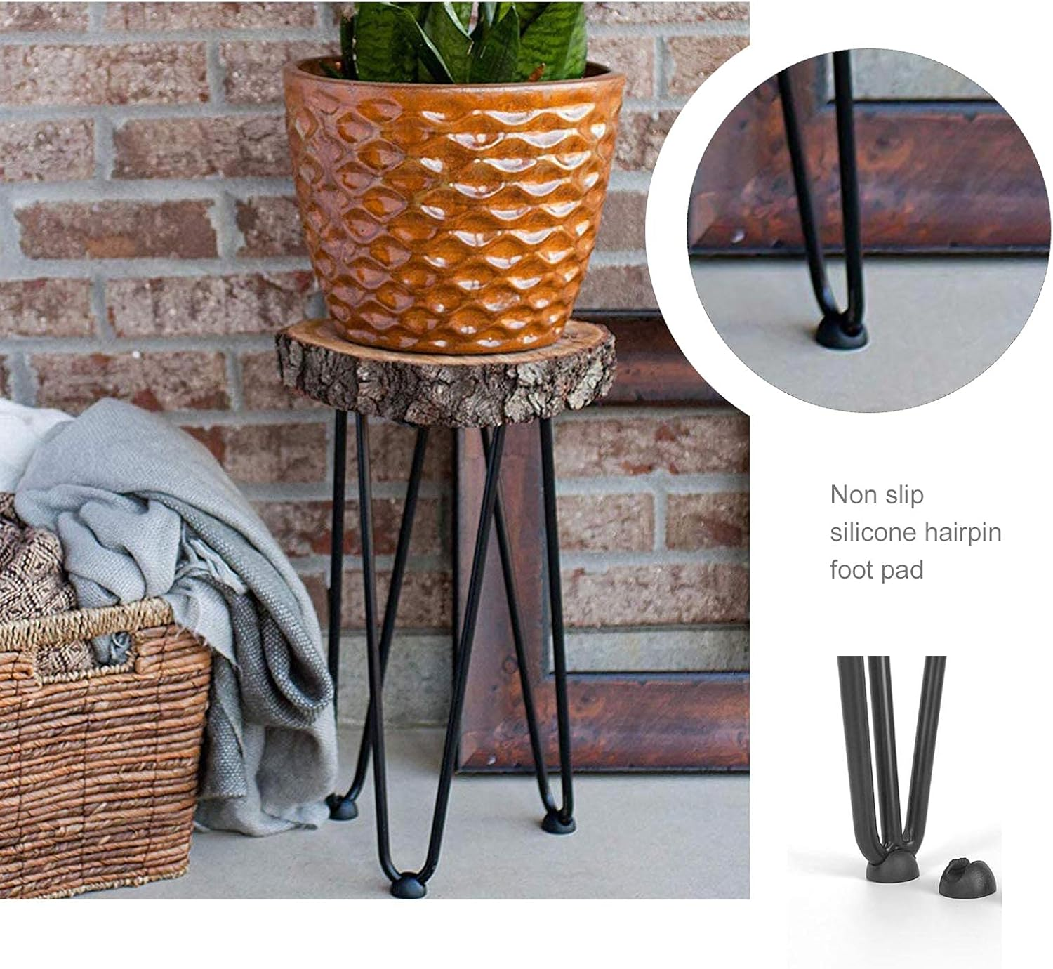 Emsea 8Pcs Hairpin Table Leg Floor Protector Feet Glide Tips Silicone Non Slip Black