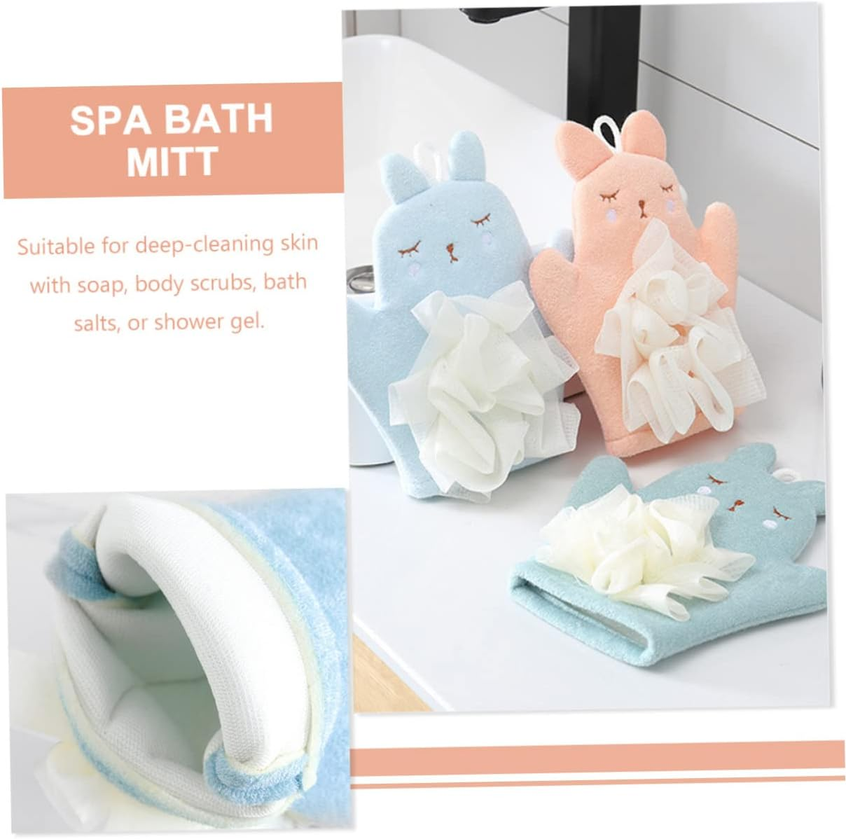 Healeved 6Pcs Bath Mitt Exfoliating Glove Scrubbing for Gentle Exfoliation Body for Shower Spa Massage image number 4