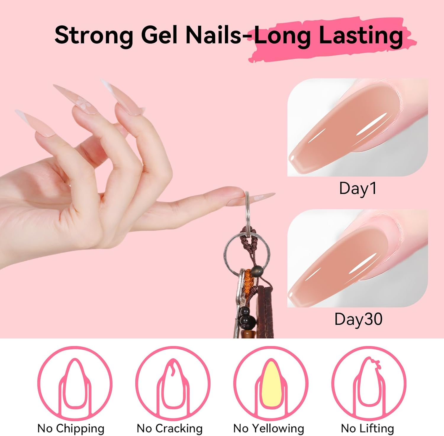 Makartt Poly Nail Gel Set: 4 Nude Pink 15ML, Strong Builder for Extension Strengthener, Long Lasting, Neutral Classic Colors French Manicure Kit Salon Supplies at Home image number 6