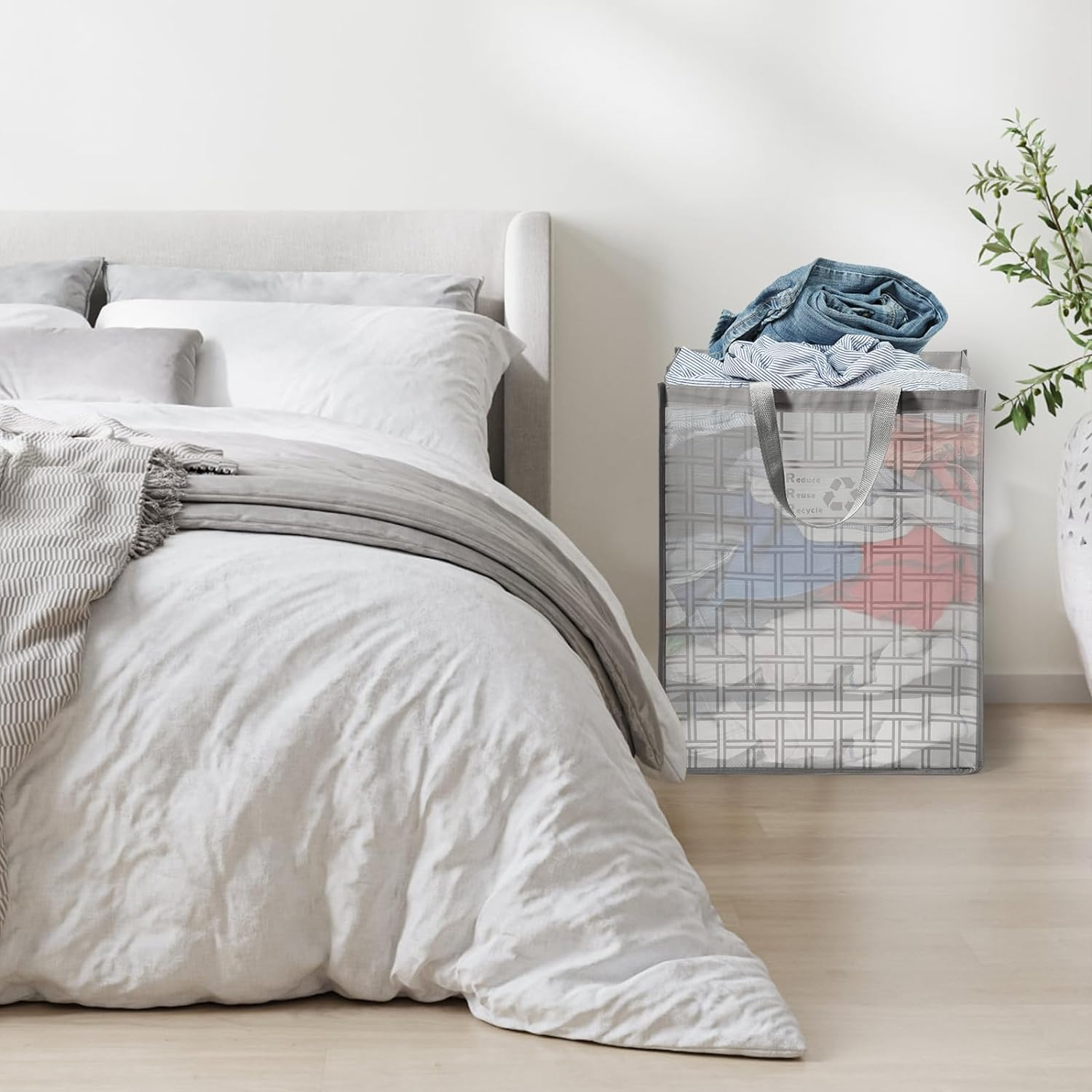 Lily Queen Recycle Bin Bags for Kitchen Home Trash Cans Sorting Bins 12 Gallon Set of 2 - Black  Grey image number 4