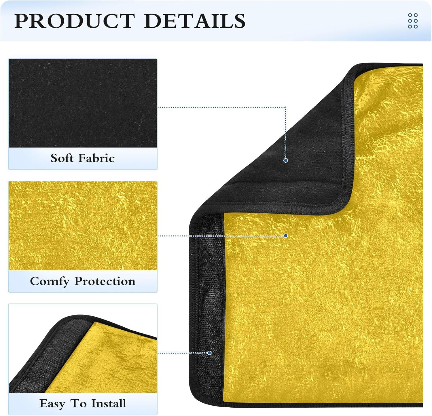 RPLIFE Chrome Yellow Car Seatbelt Cover Soft Padded Seatbelt Cover, Seat Belt Cushion Washable, Seat Belt Padding Women, E07Q23018 image number 4