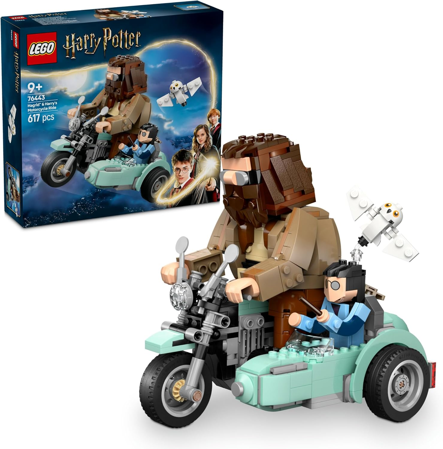 LEGO&reg; Harry Potter&trade; Hagrid&trade; & Harry&rsquo;S Motorcycle Ride Toy for 9+ Year Old Boys, Girls & Adults, Deathly Hallows Building Set with Motorbike & Hedwig Owl Figure, Wizarding World Collectible 76443 image number 3