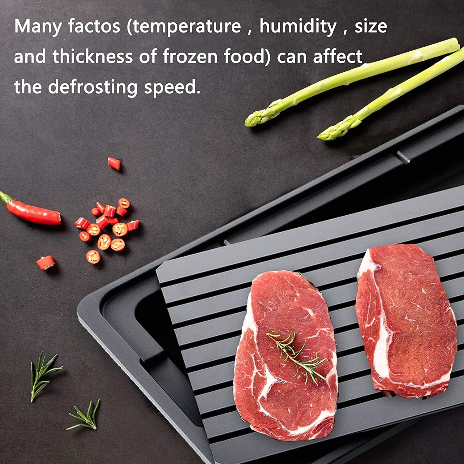 Defrosting Tray for Frozen Meat Rapid and Safer - Thawing Tray for Frozen Meat with Drip Tray - Natural Heating Defroster Tray Miracle Thaw Large Size Upgrades 6Mm image number 1