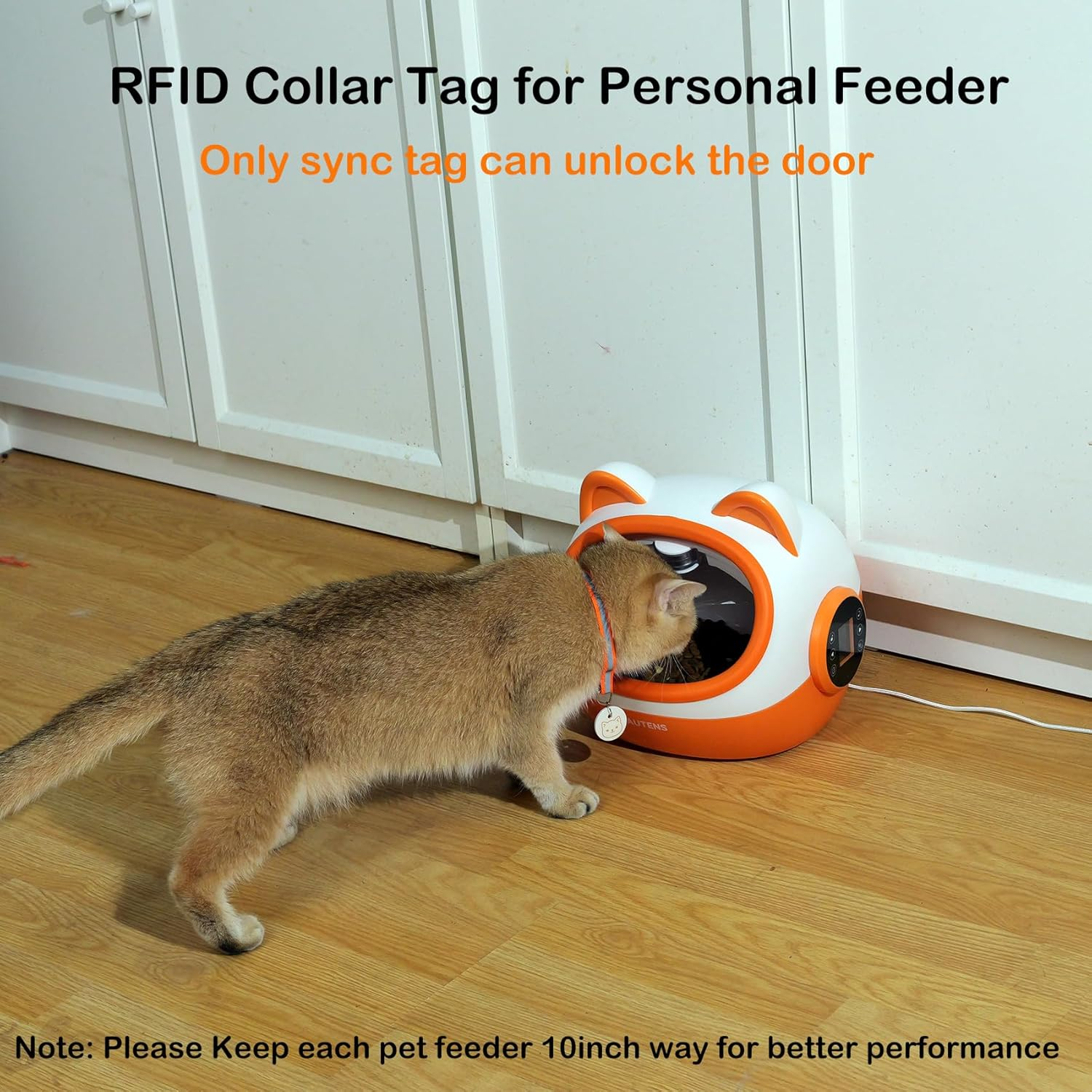 AUTENS RFID Automatic Cat Feeders, Automatic Pet Feeder for Cats and Small Dogs, for Separate Dietary Needs, Prevent Food Stealling with Light Collar Tag image number 6