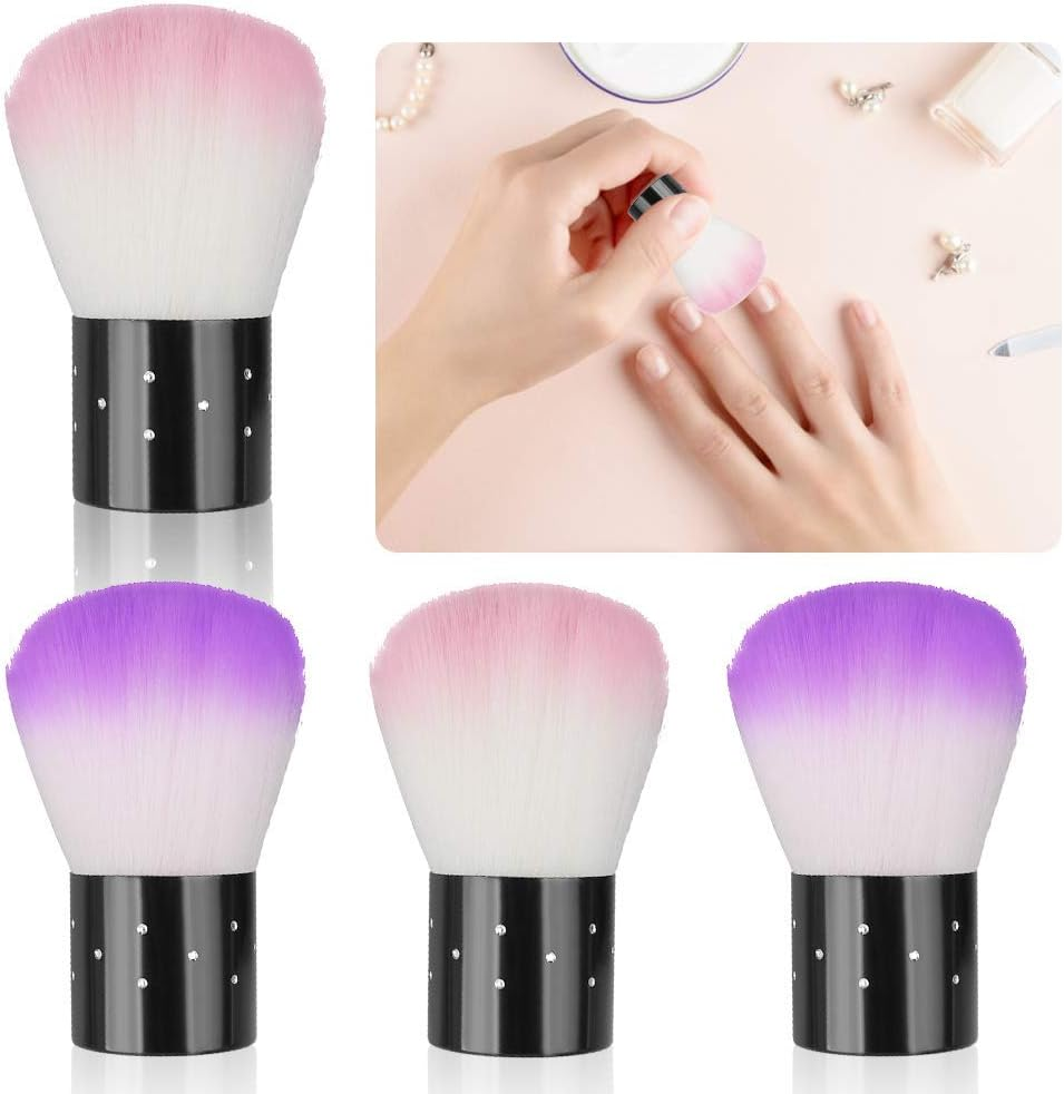Norhogo Pack of 4 Nail Brushes for Cleaning, Nail Dust Cleaner Brush, Nail Art Dust Brush, Nail Brush for Nail Art Makeup (2 Pink + Purple) Makeup Brush, Soft Multifunctional Brush image number 2