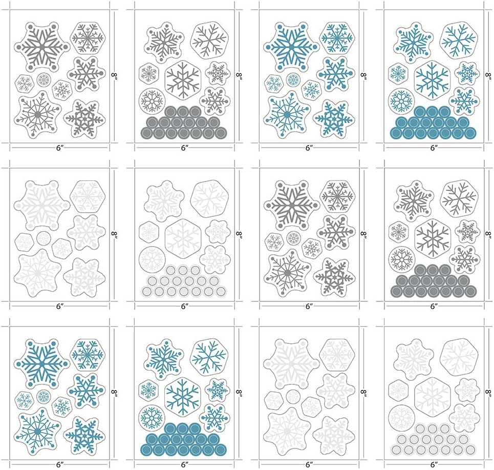 Paper Riot Co. Peel-And-Stick Assorted Snowflake Frozen Theme Holiday Vinyl Wall Decal Set, 186 Count image number 2