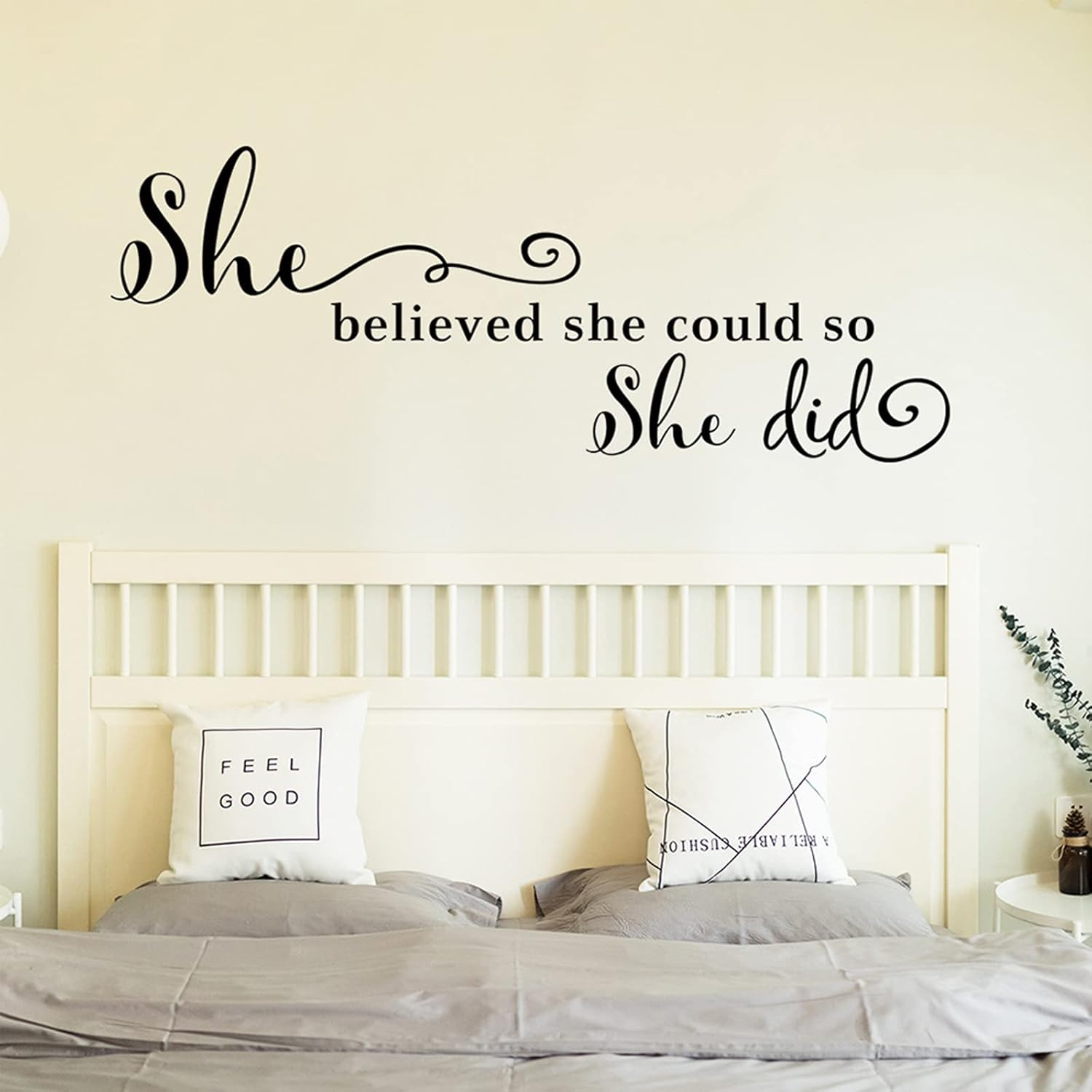 She Believed She Could so She Did Wall Sticker, Inspirational Wall Decals Quotes Motivational Wall Stickers Vinyl, Easy Peel and Stick Motivational Quote Wall Art for Living Room Home Decor image number 6