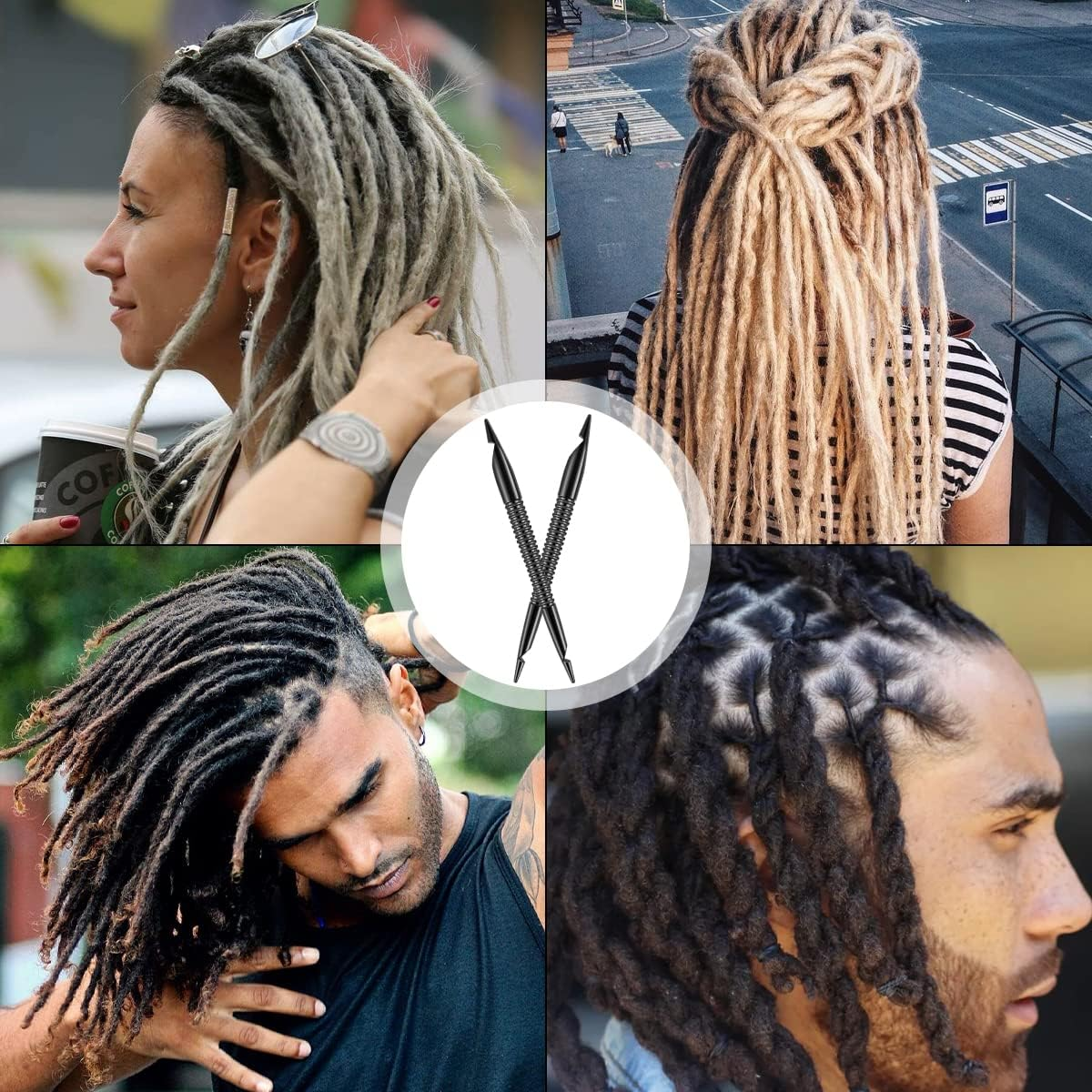 2Pcs Interlocking Tool for Locs Dual-Ended Dreadlock Crochet Needle Reusable Sisterlock Retightening Tool Practical Dreadlock Crochet Needle for Men Women image number 2