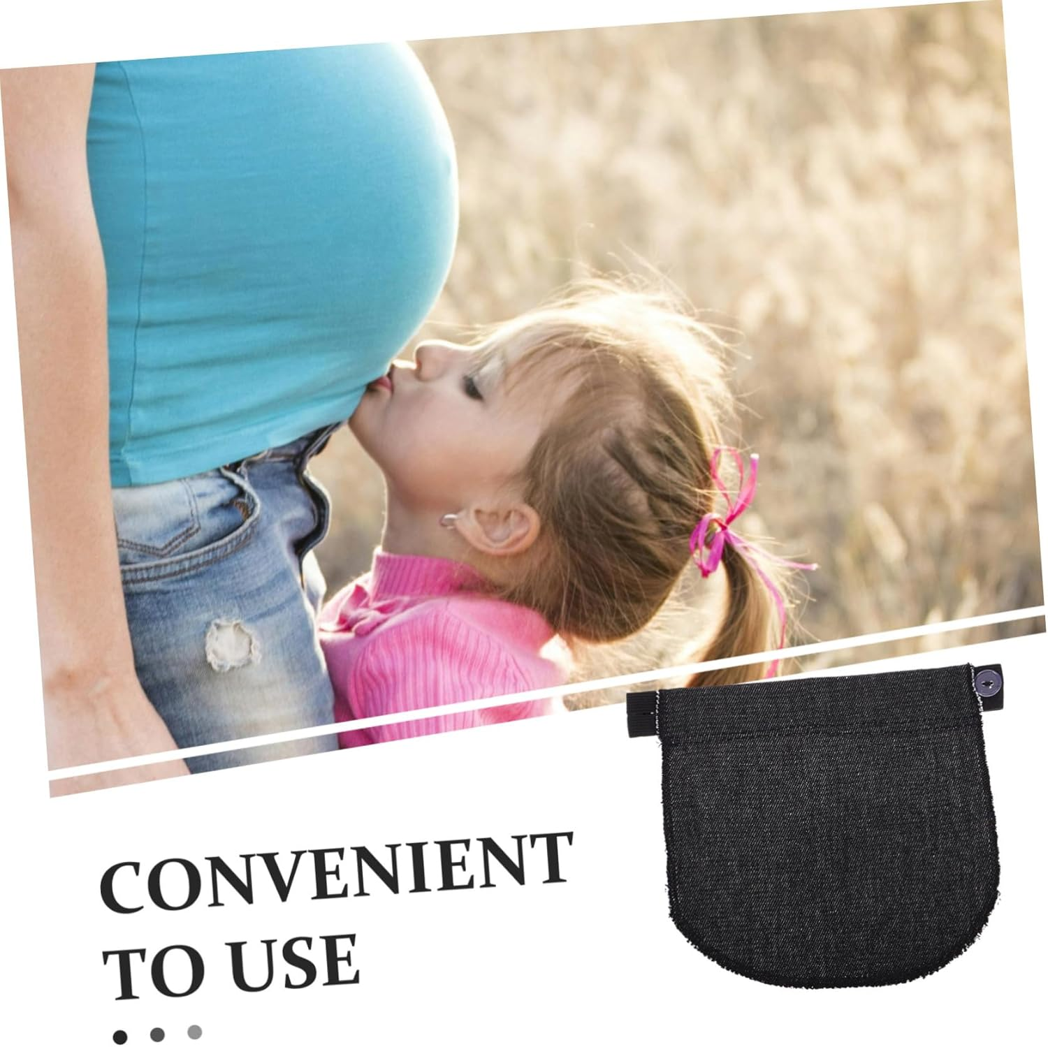 LIFKOME Pregnancy Elastic Extender Jeans Maternity Band Adjustable Waist Extender Pregnancy Waistbands for Pants Trousers Pregnant Women Black image number 6