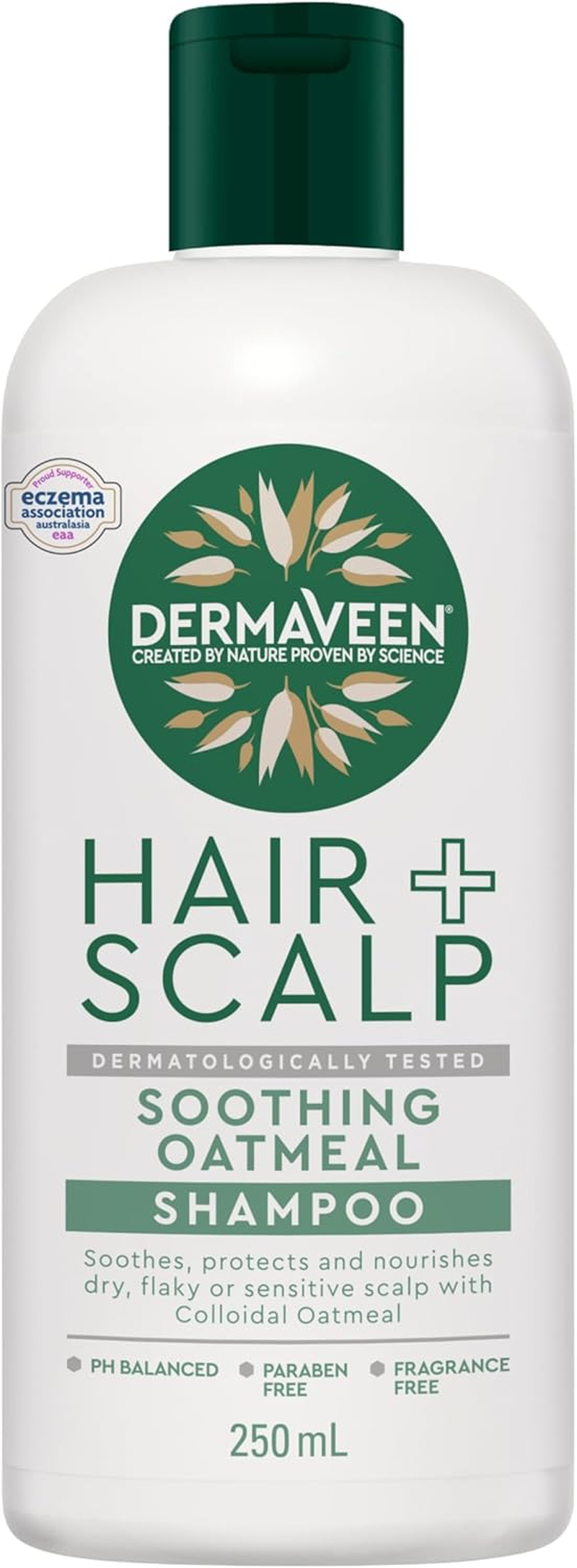 Dermaveen Hair + Scalp Soothing Oatmeal Shampoo for Dry, Flaky or Sensitive Scalps 250Ml |Dermatologically Tested, Ph Balanced, Paraben-Free and Fragrance-Free | Soothes Dry, Irritated Scalps & Helps to Manage Dandruff image number 1