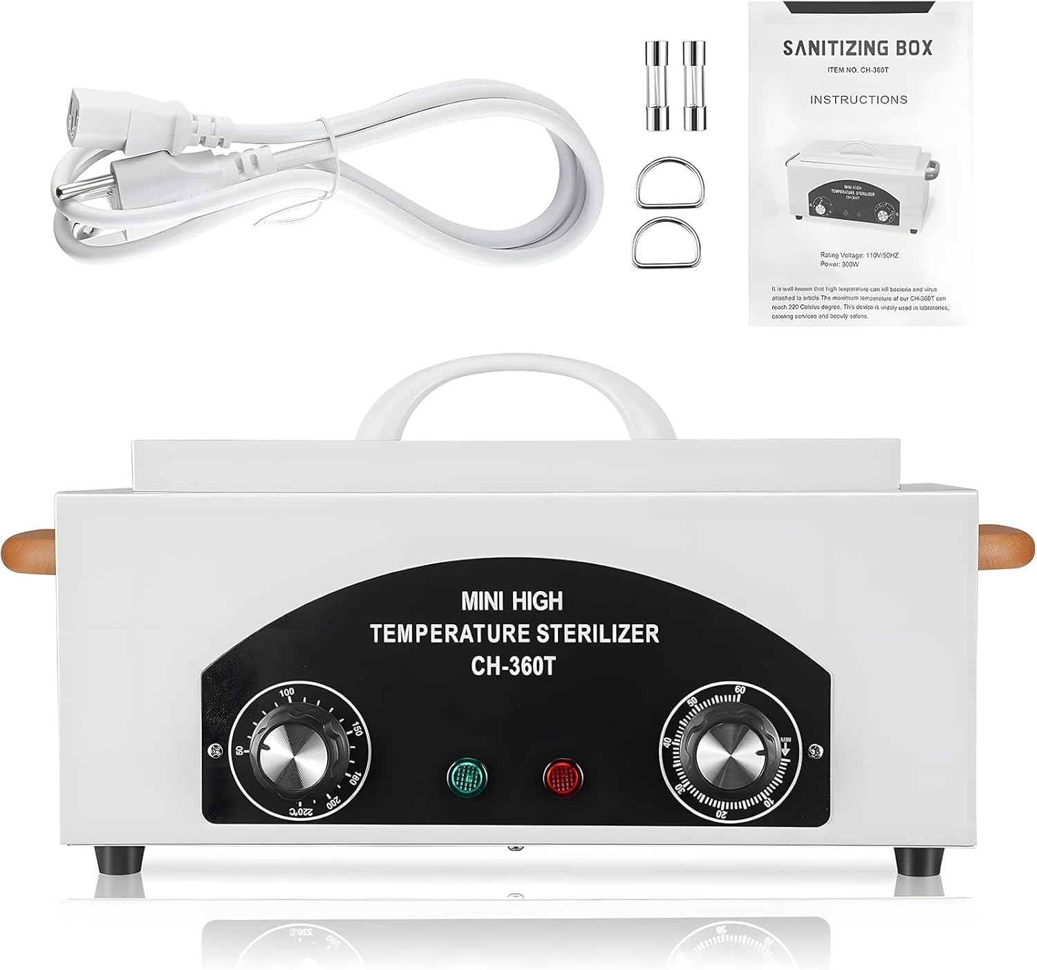 Partsable 2L 220V Dry Heat Sterilizer High Temperature Nail Tool Sterilizer W/Timer CH-360T Salon Equipment for Sundry Beauty Hair Metal Tools 300W with Handle image number 1