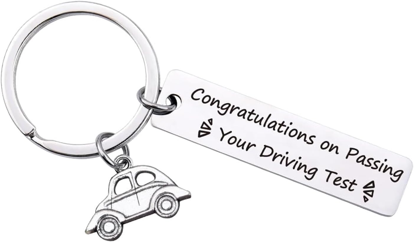 Stainless Steel Keychain, New Driver Gifts, Congratulations on Passing Driving Test Keychain for Teen Girls and Boys image number 1