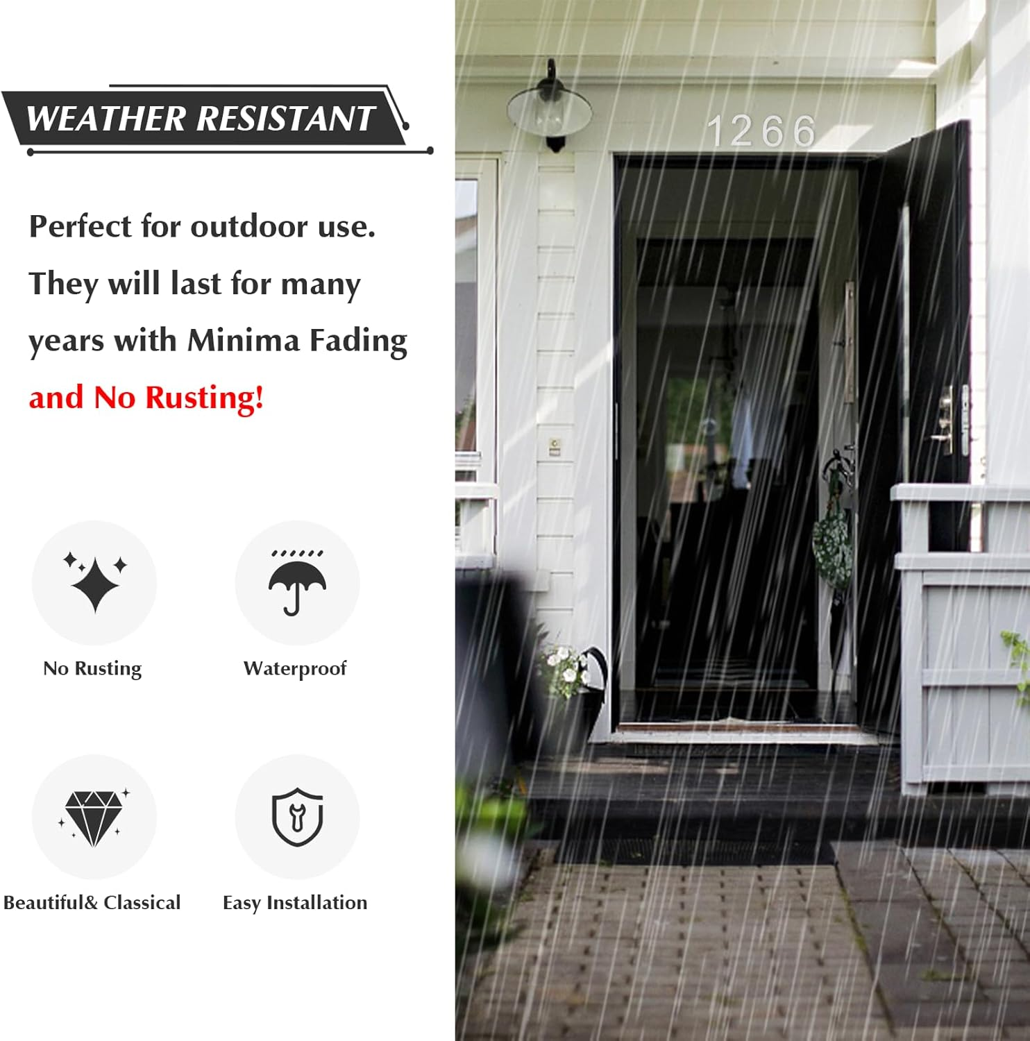 DEWEL Modern House Numbers for outside - Floating Large 8 Inch Silver Address Numbers for House, Door, Farmhouse, Street - Both Floating & Flush Styles - House Number 4