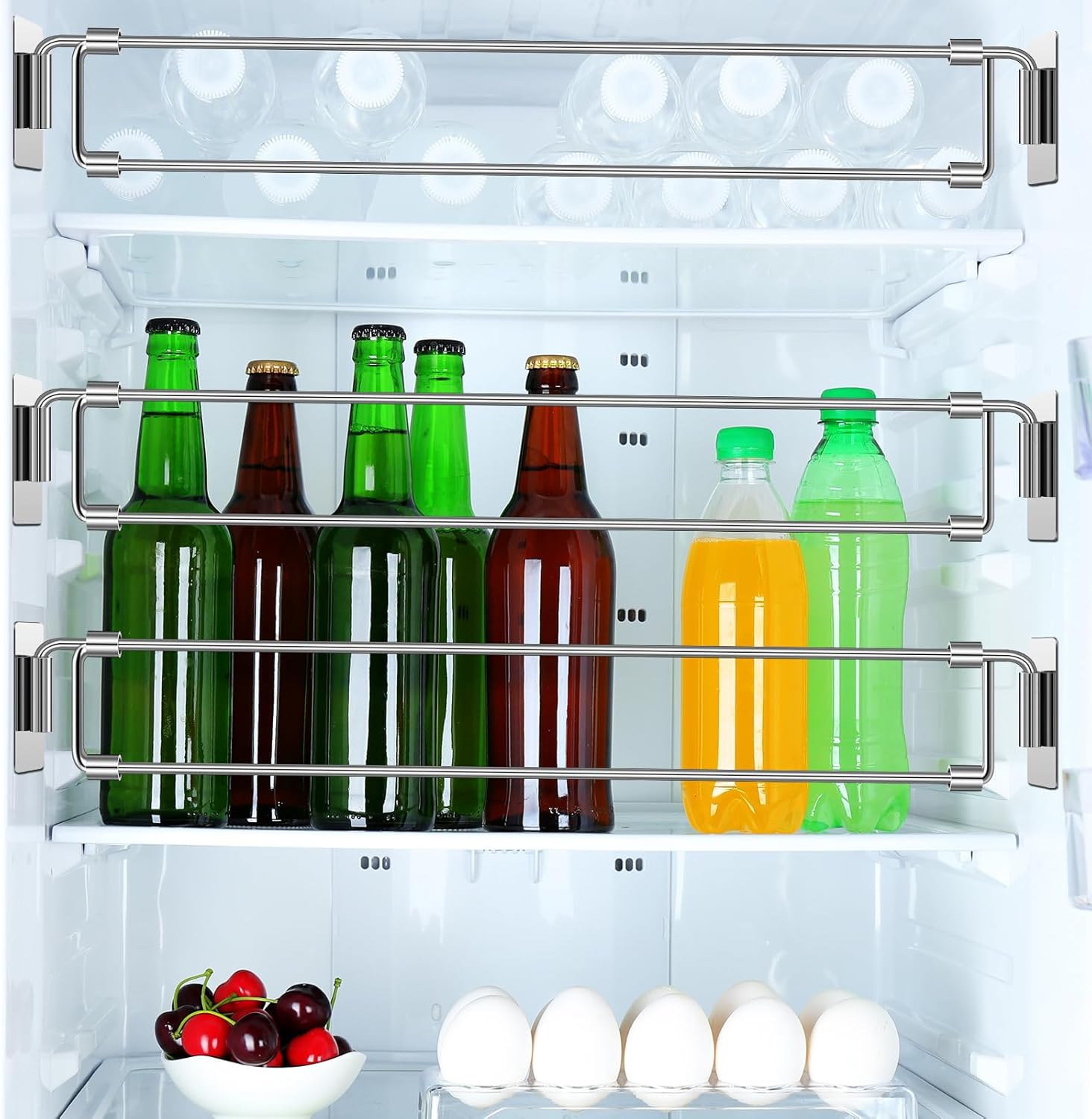 2 Pcs Rv Refrigerator Bars 12.44"-22.63" Adjustable Stainless Steel RV Fridge Tension Rods Refrigerator Accessories Extendable Food and Drink Stabilizers Prevent Messy Spills during Travel image number 5