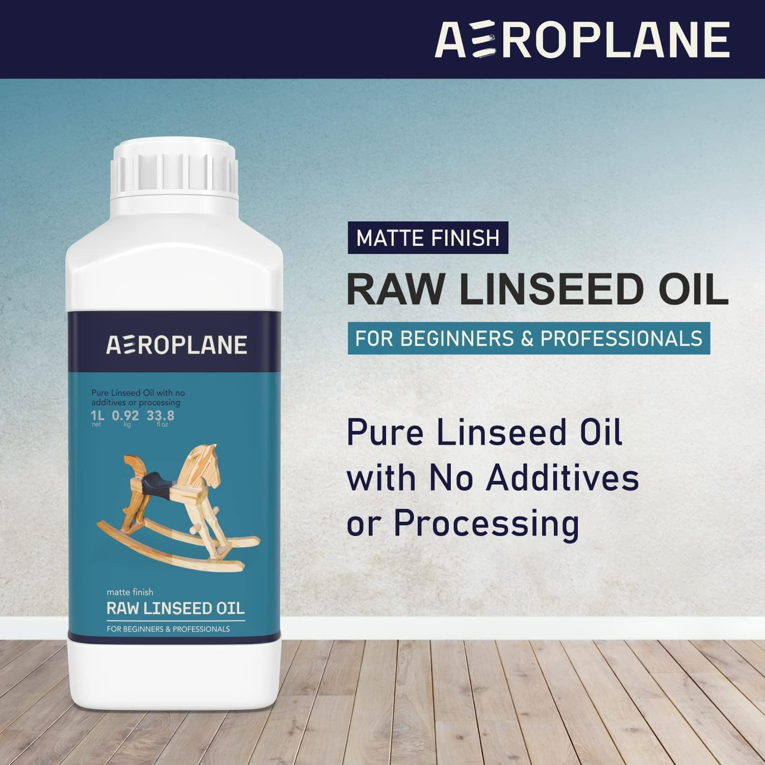 AEROPLANE Brand - Raw Linseed Oil - Used for Wood Finishing & Restoration, Sports Equipment, Wall Base Coat & Putty, Tools & Hardware - Natural Wood Varnish, Amber