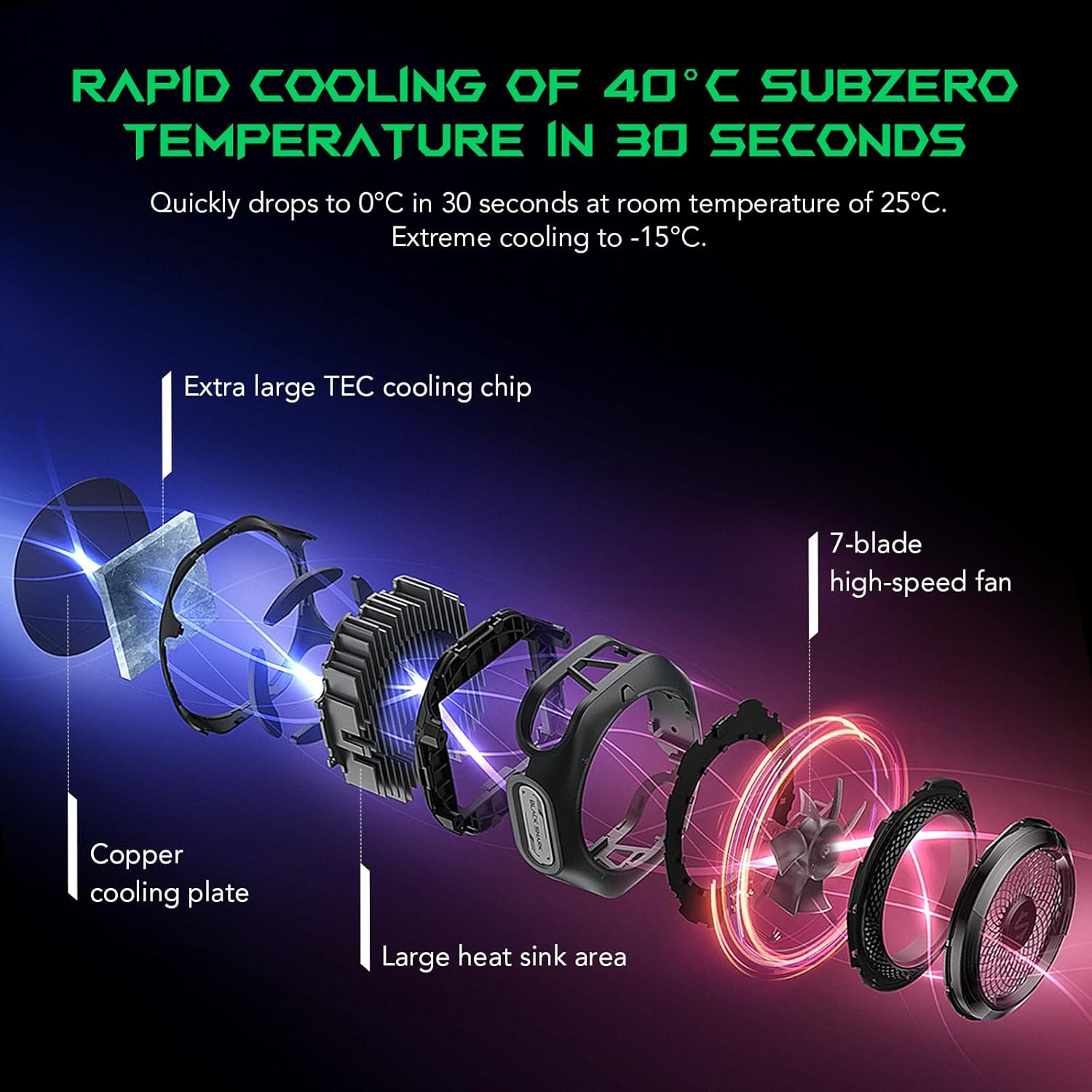 Black Shark Phone Cooler, Magcooler 4 Pro Magnetic Phone Cooling Fan, RGB Light, App, 27W Cellphone Radiator for Gaming & Video Streaming & Car Driving Mobile Cooler for Phones & Tablets & Ipads image number 1