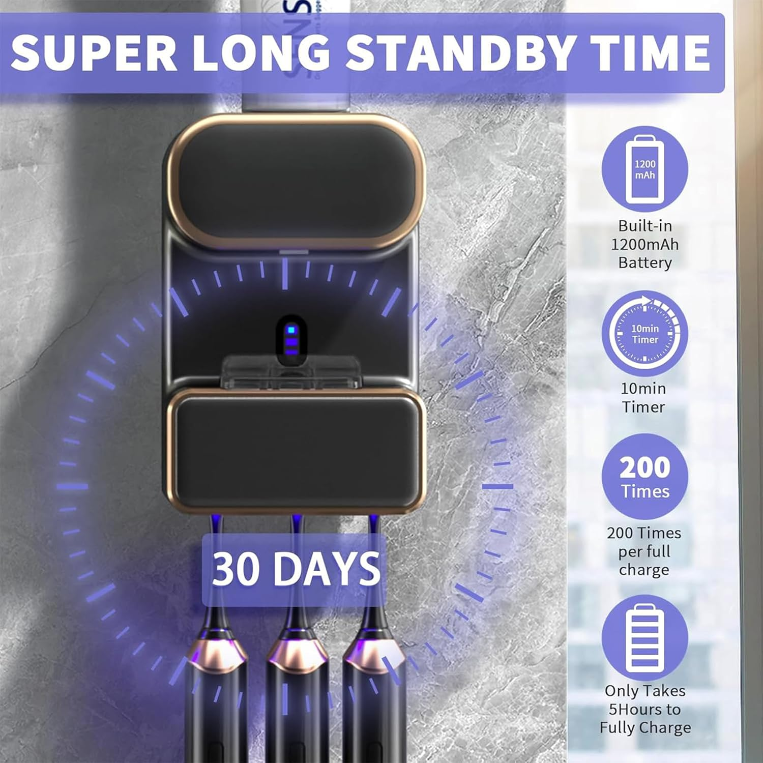 Heyinova Automatic Toothpaste Dispenser,Wall Mounted Electric Toothpaste Dispenser with 3 Toothpaste Slots,Toothpaste Dispenser for Kids and Adults (Black) image number 5