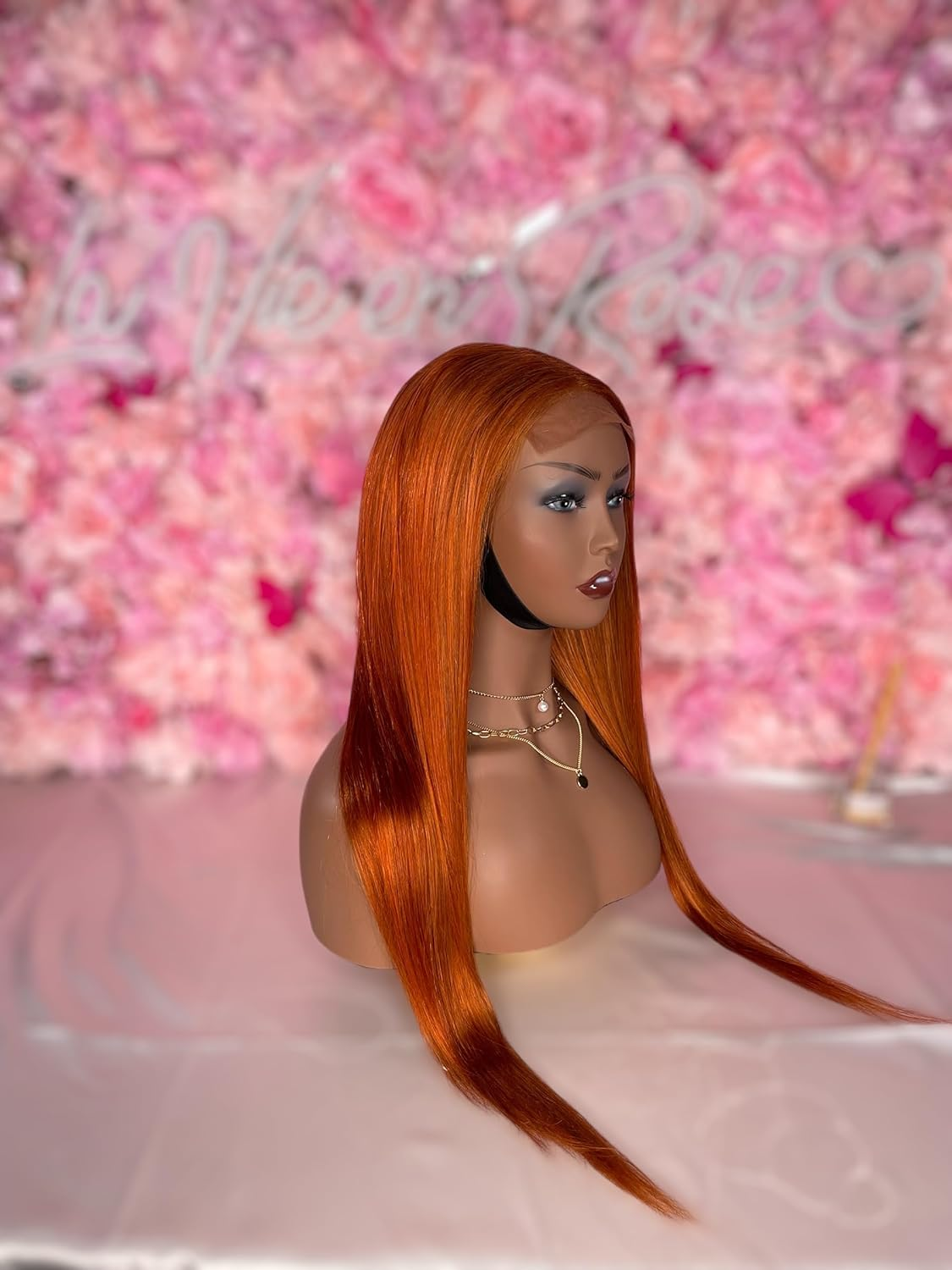 4X4 Hd Lace Ginger/Orange Human Hair Wig, Lace Front Wig Lace Closure Wig Ombre Human Hair Wigs 4X4 Wig 24 Inch 180 Density image number 2