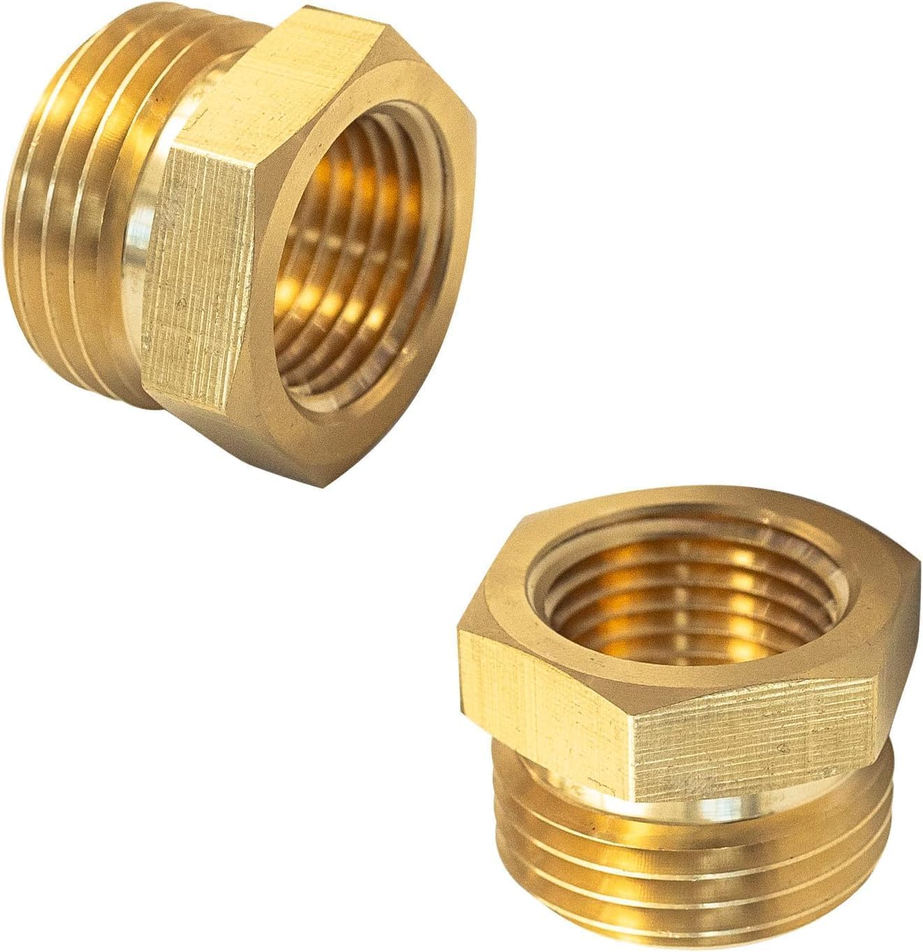 2 Pcs Gold 57480-1208 Brass Garden Hose Fitting, Pipe Adapter Connector, 3/4'' GHT Male * 1/2'' NPT Female Garden Hose Parts for Connectors Hose Connectors and Accessories Watering Equipment image number 4