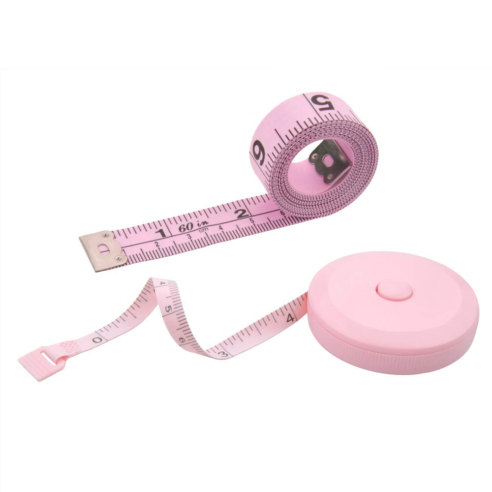 2PCS Measuring Tape for Body,Soft Tape Measure for Body Sewing Fabric Tailor Cloth Craft Measurement，60 Inch/1.5M Retractable Dual Sided Measure Tape Set (Pink) image number 5