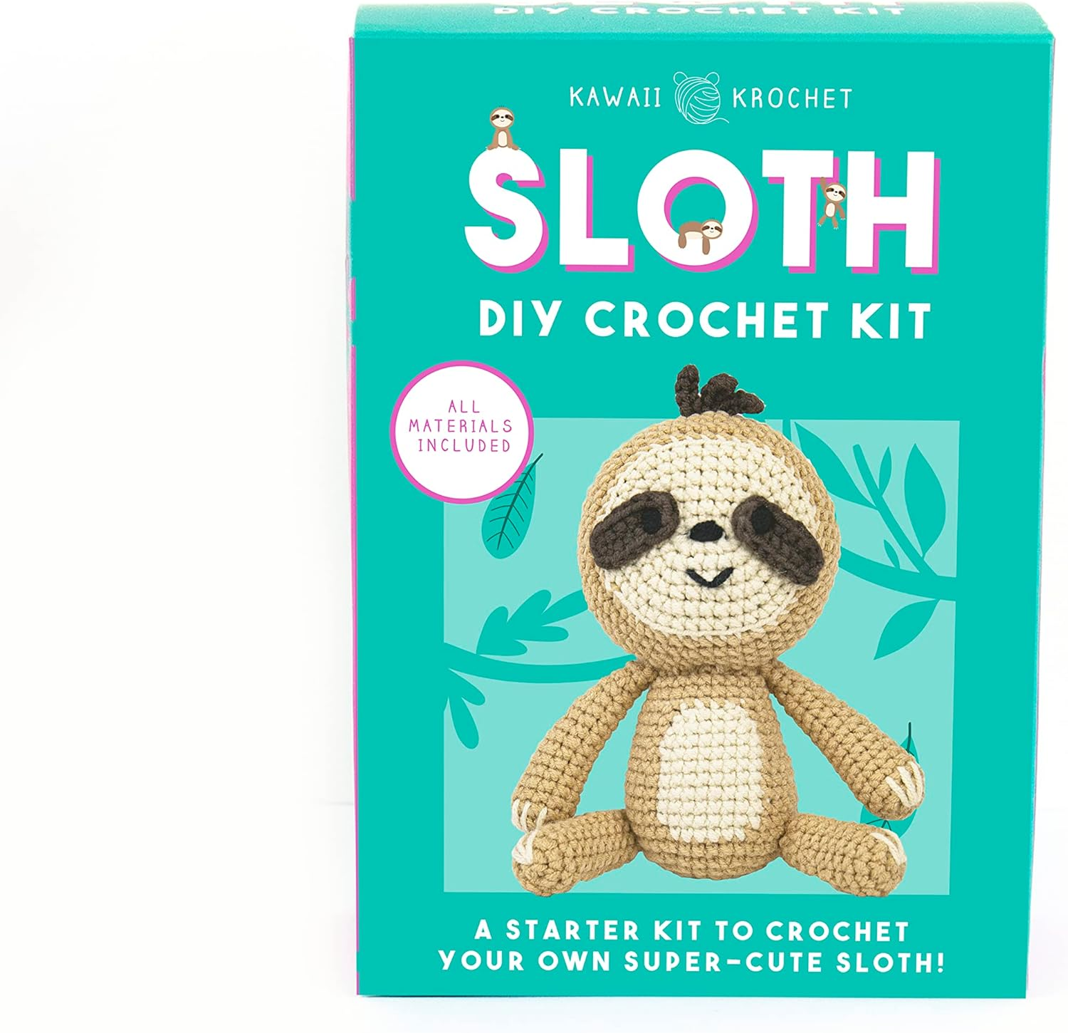 Gift Republic Sloth DIY Crochet Kit, Make Your Own Crochet Sloth, Includes Hook, Yarn, Stuffing and Instructions, Fun Craft for Beginners, Handmade Project Kit