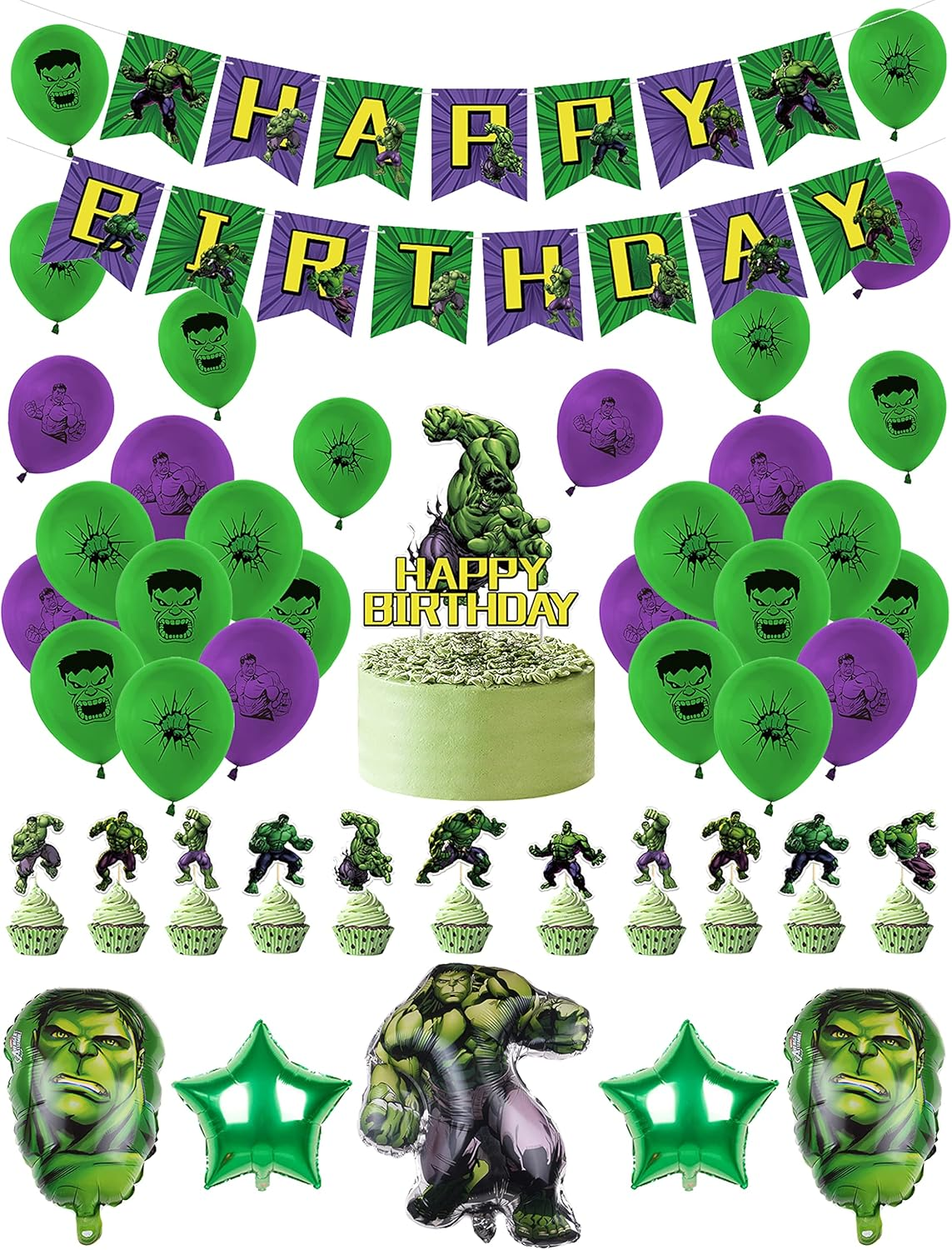 Party Supplies Hulk Birthday Decorations Superhero Balloons Avengers Birthday Cake Decorations Hulk Birthday Banner Avengers Helium Foil Balloons Hulk Party Decorations image number 1