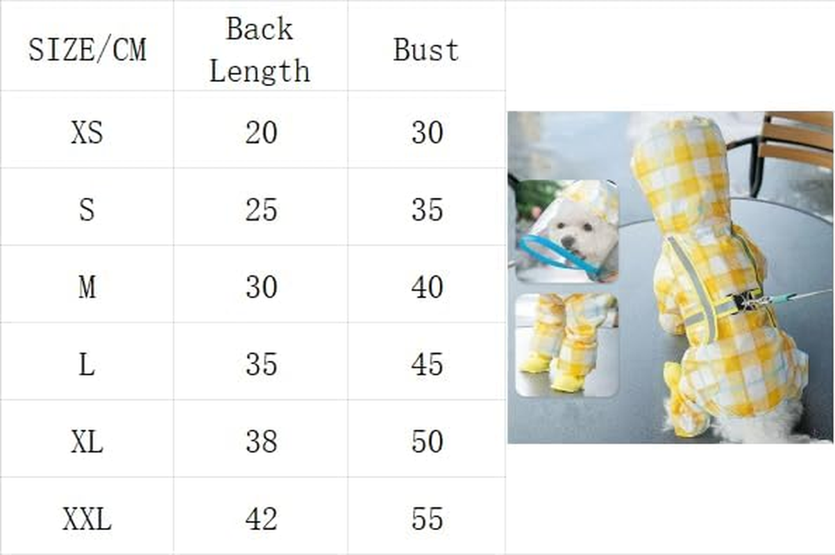 Full Cover Pet Raincoat,Waterproof Dog Raincoats with Hood for Small Medium Large Dogs,Poncho with Reflective Strap, Lightweight Rain Jacket with Leash Hole (Yellow, L)