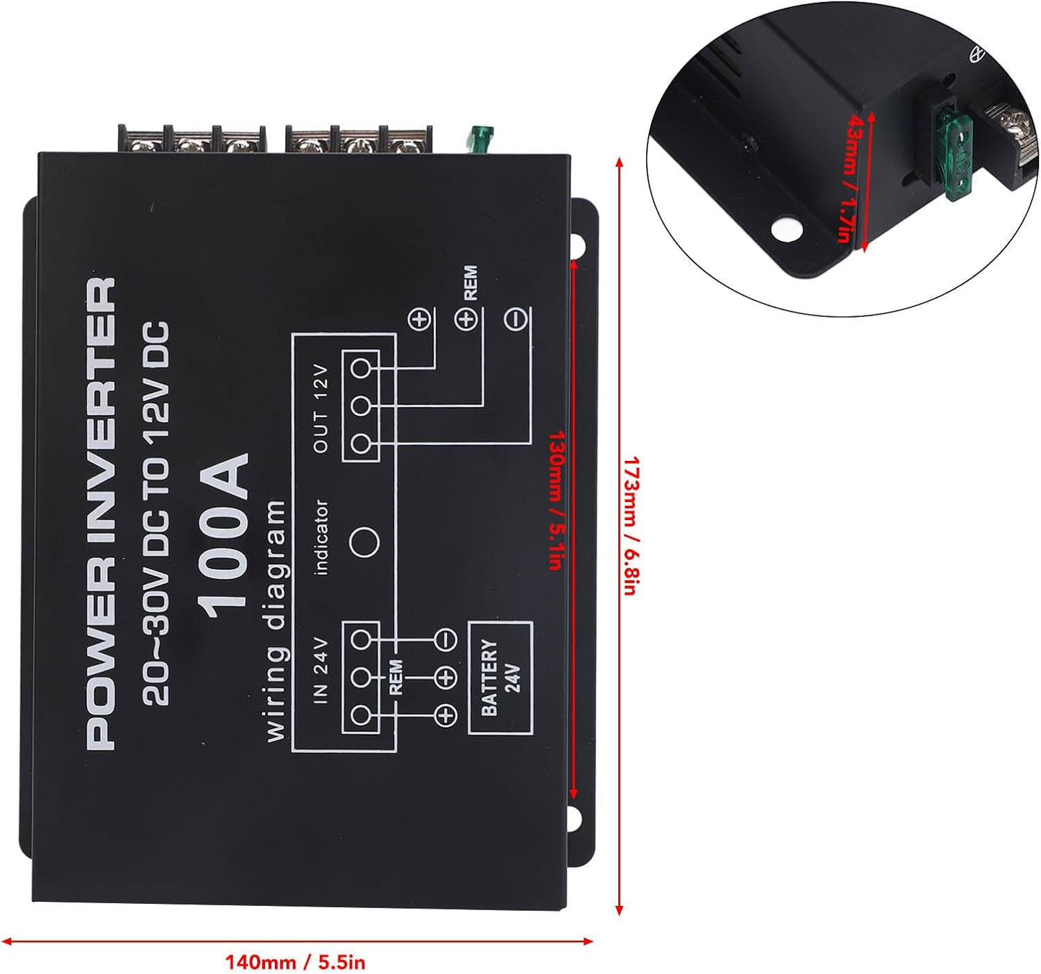 DC 24V to 12V Step down Converter, Power Voltage Regulator Reducer, Compact Transformer Module for Car, Truck, RV Electronics - 24V to 12V Converter (60A) (80A) (100A) image number 6
