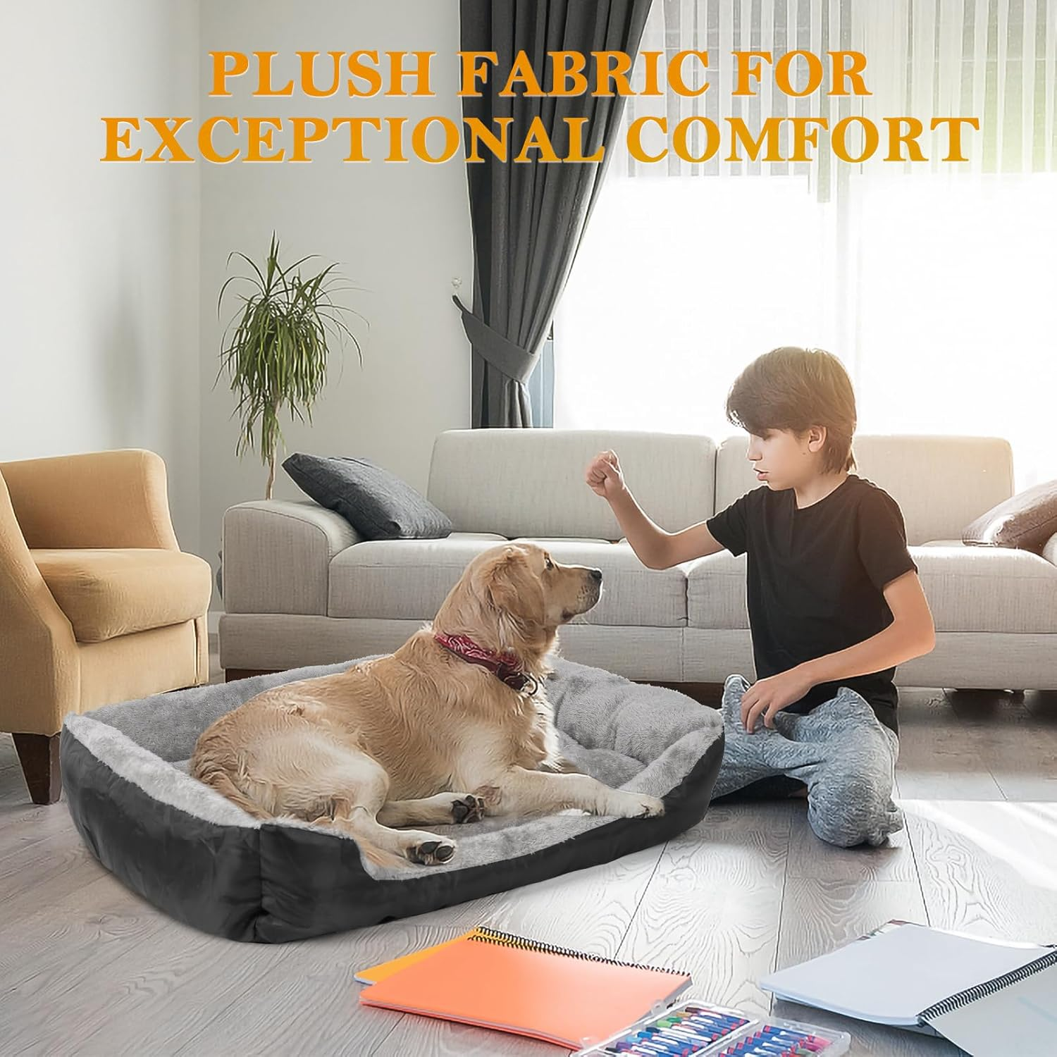 Dog Bed, Orthopedic Small Dog Bed with Sides, Washable Dog Beds for Small Dogs, Comfortable and Breathable Soft Cotton Small Dog Couch Pet Bed image number 3