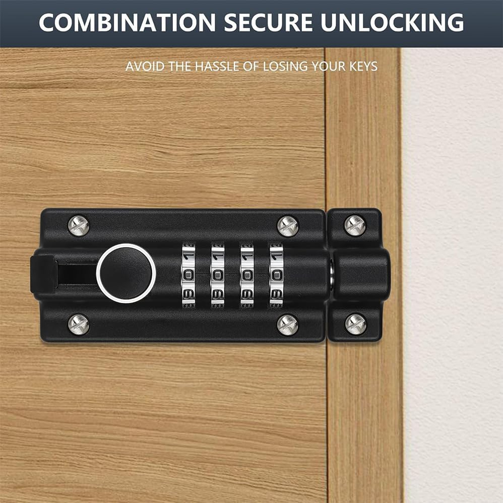 Outdoor Fence Specific Bolt Password Lock, Made of Zinc Alloy Material, Waterproof, Rust Proof, Anti-Theft, with 6 Anti-Theft Screw Locks, Also Suitable for Wardrobes image number 4