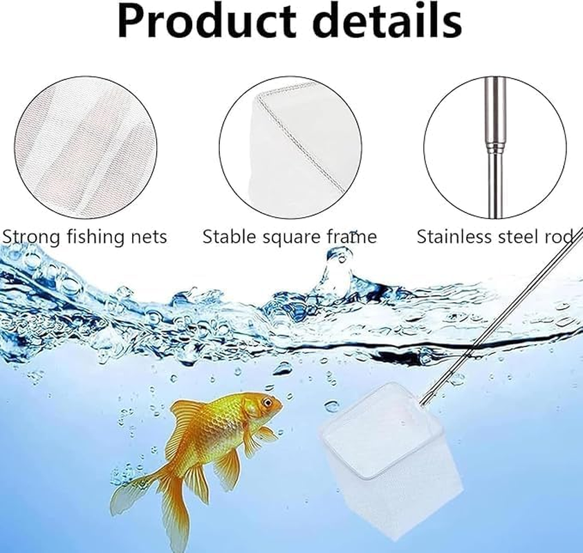 Aquarium Shrimp Net Tiny Fish Tank Net, 2Pcs Fish Tank Extender Shrimp Net Shrimp Catch Net,Fish Tank Shrimp Net Shrimp Fishing Net Mesh Aquarium Fishing Net Shrimp Mesh Net with Extendable Handle image number 3