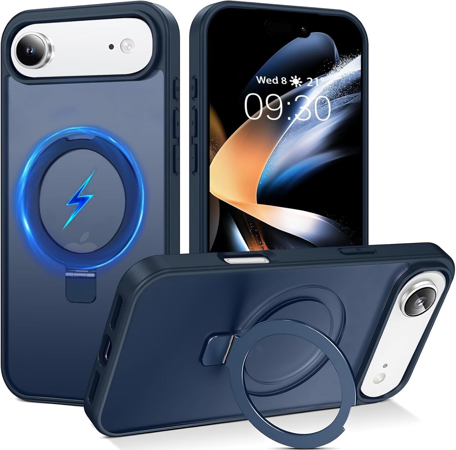 ROUMAYMAY Magnetic Case for Iphone 17 Clear with Ring Holder Foldable Stand Metal Kickstand [Compatible with Magsafe], Slim Transparent Protective Phone Cover for Iphone 17, Clear