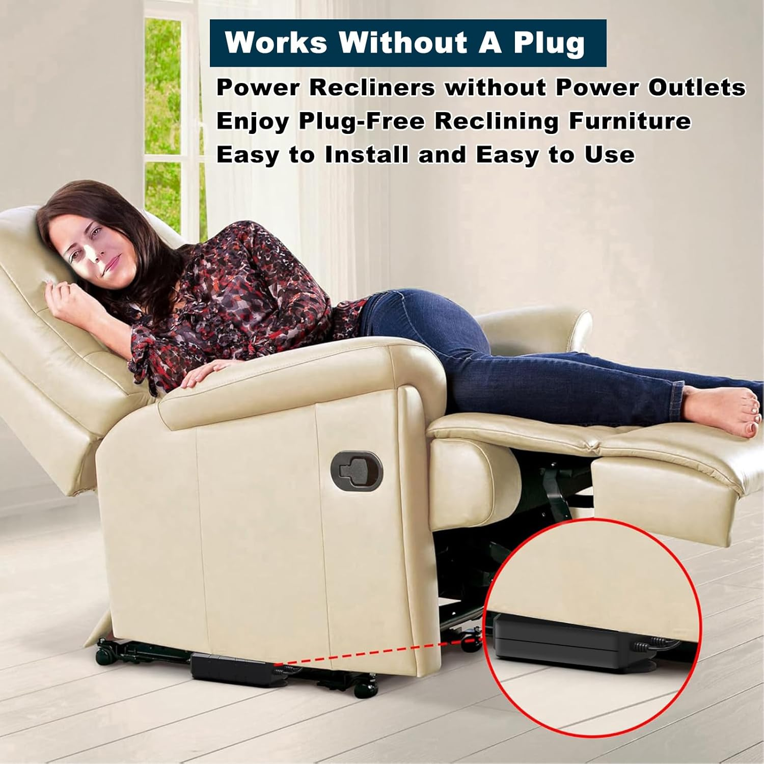 Universal Battery Pack for Reclining Furniture, 2600Mah Rechargeable Battery Pack for Electric Recliner, Power Sofa, Couch, Lift Chair- Fits 2-Pin Furniture, Wireless Battery Set with Extension Cord image number 1