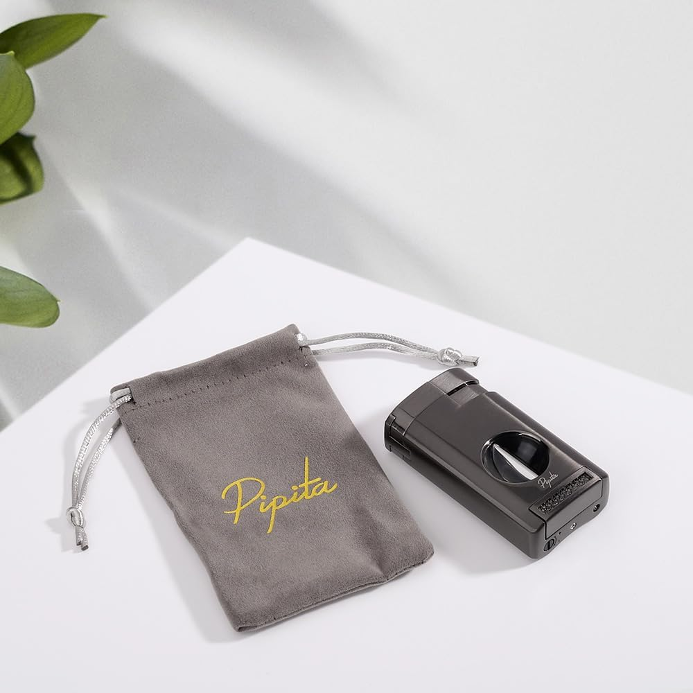 PIPITA Torch Lighter 3 Jet Flame Refillable Butane Gas Lighter with Punch Metal Pocket Lighter (Without Gas) (Dark Grey) image number 4